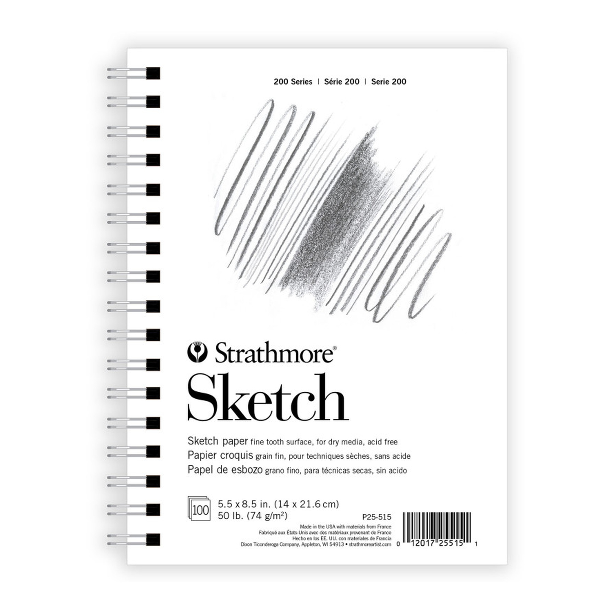 Sketch Paper Pad, Side Wire Bound, 100 Sheets, 5.5 x 8.5 in