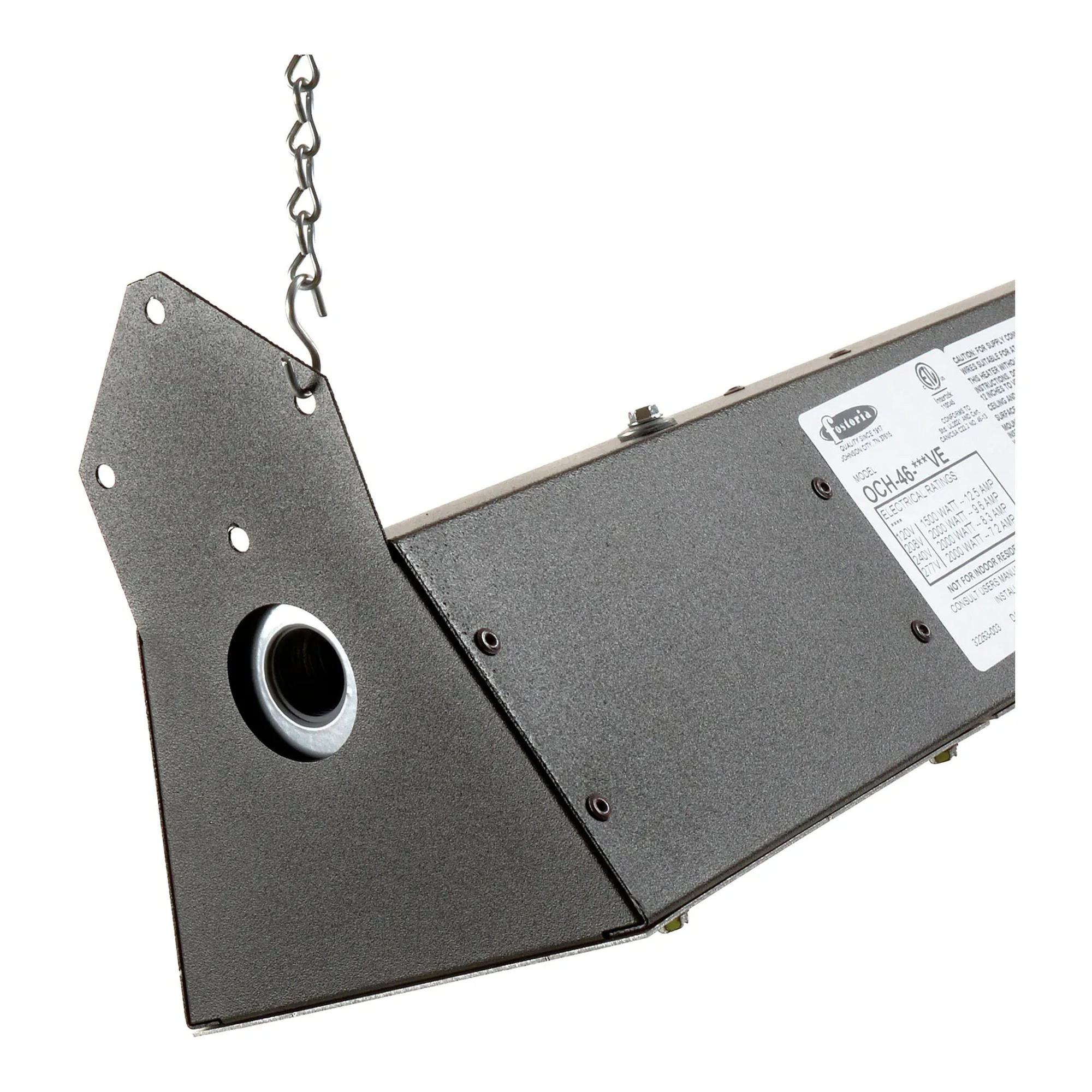 Brown quartz infrared spot heater with steel housing and aluminum reflector