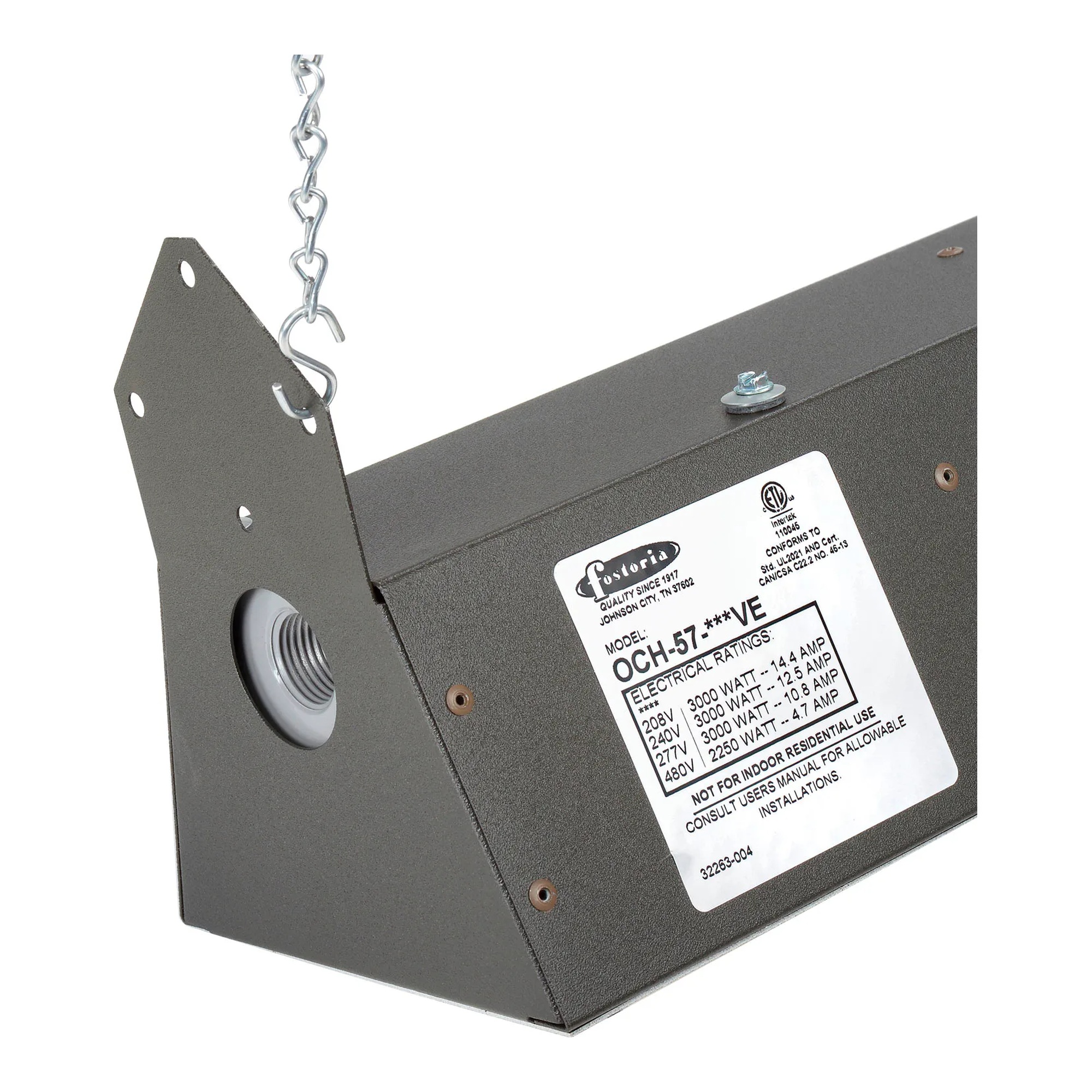 Brown quartz infrared spot heater with a long steel housing and aluminum reflector