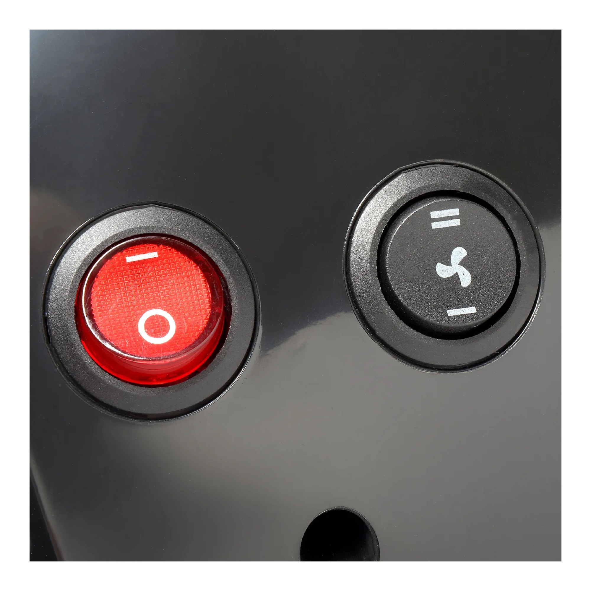 Black personal vortex heater with compact tabletop design