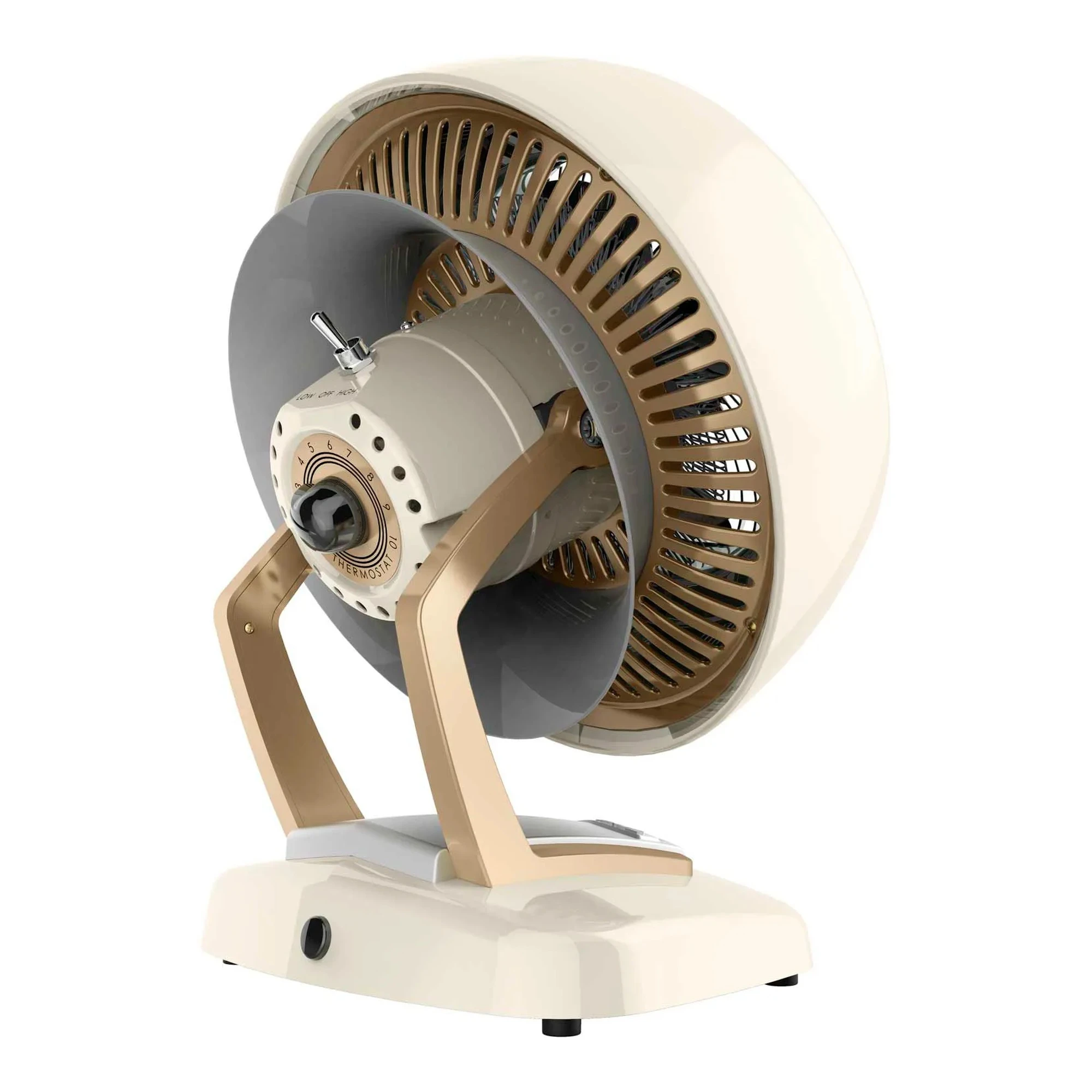 White whole room electric heater with adjustable thermostat and pivoting head