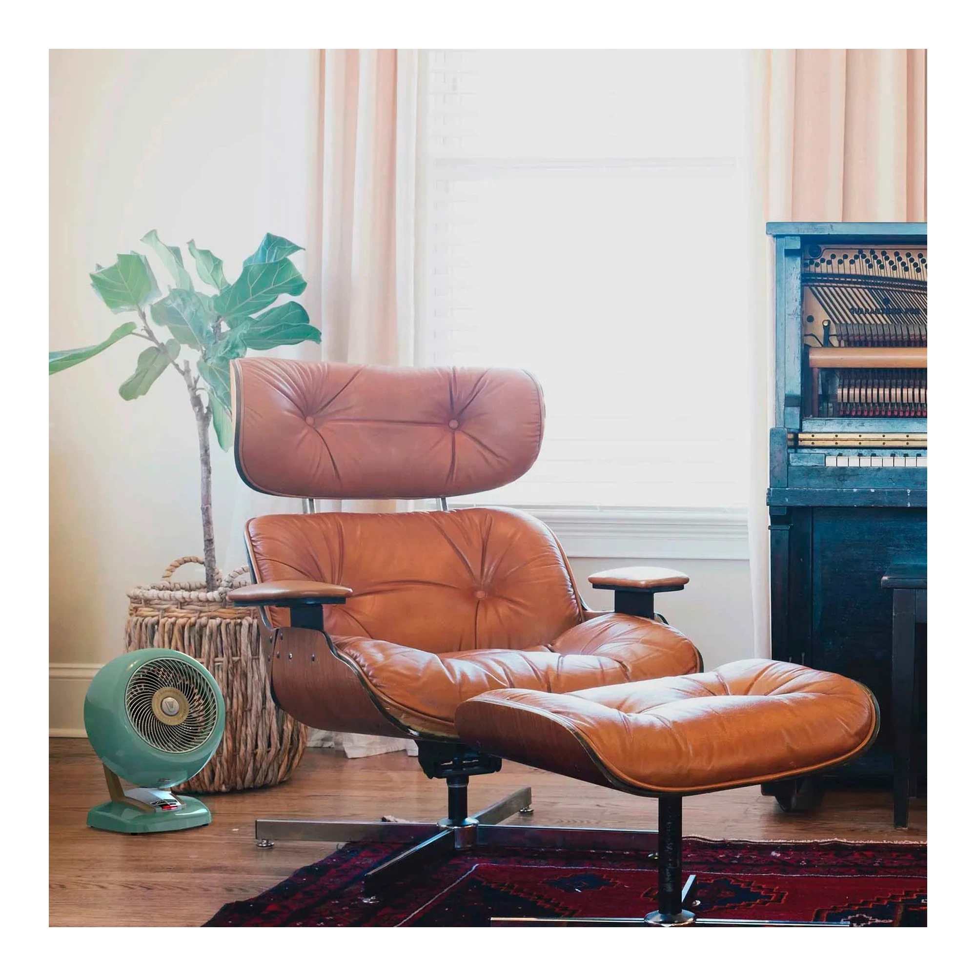 Green portable electric whole room heater with pivoting head