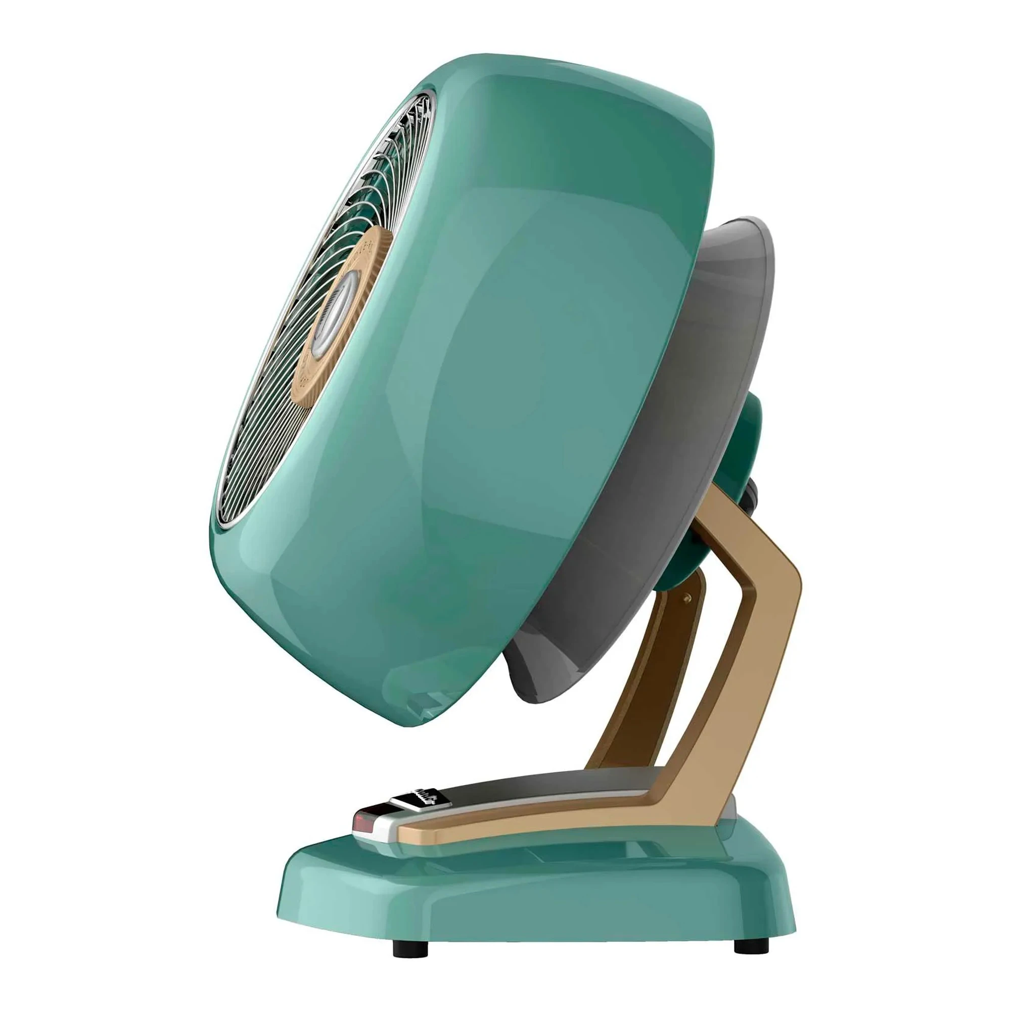 Green portable electric whole room heater with pivoting head