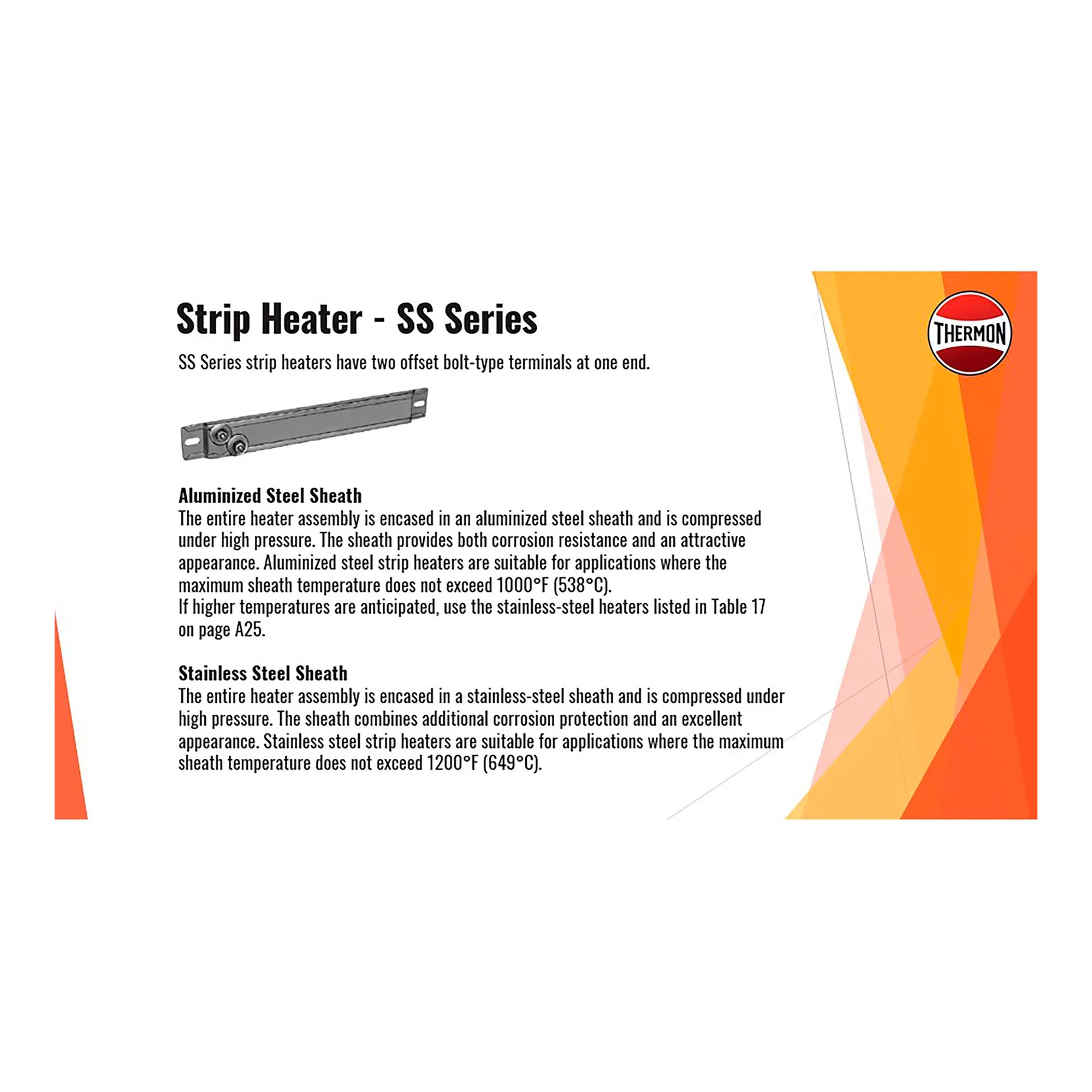 120V 100W component strip heater with offset terminals