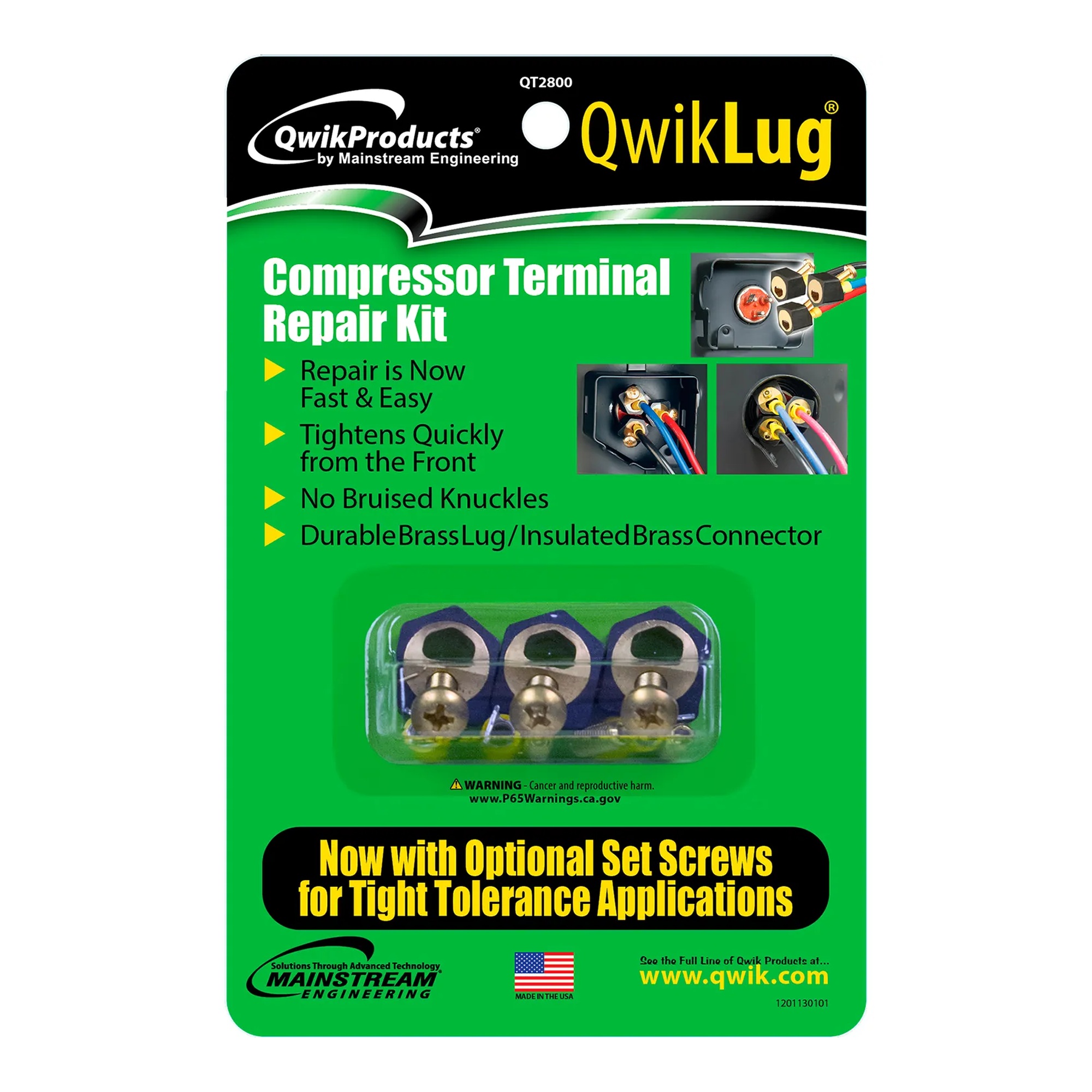 Three-terminal insulated compressor repair lug