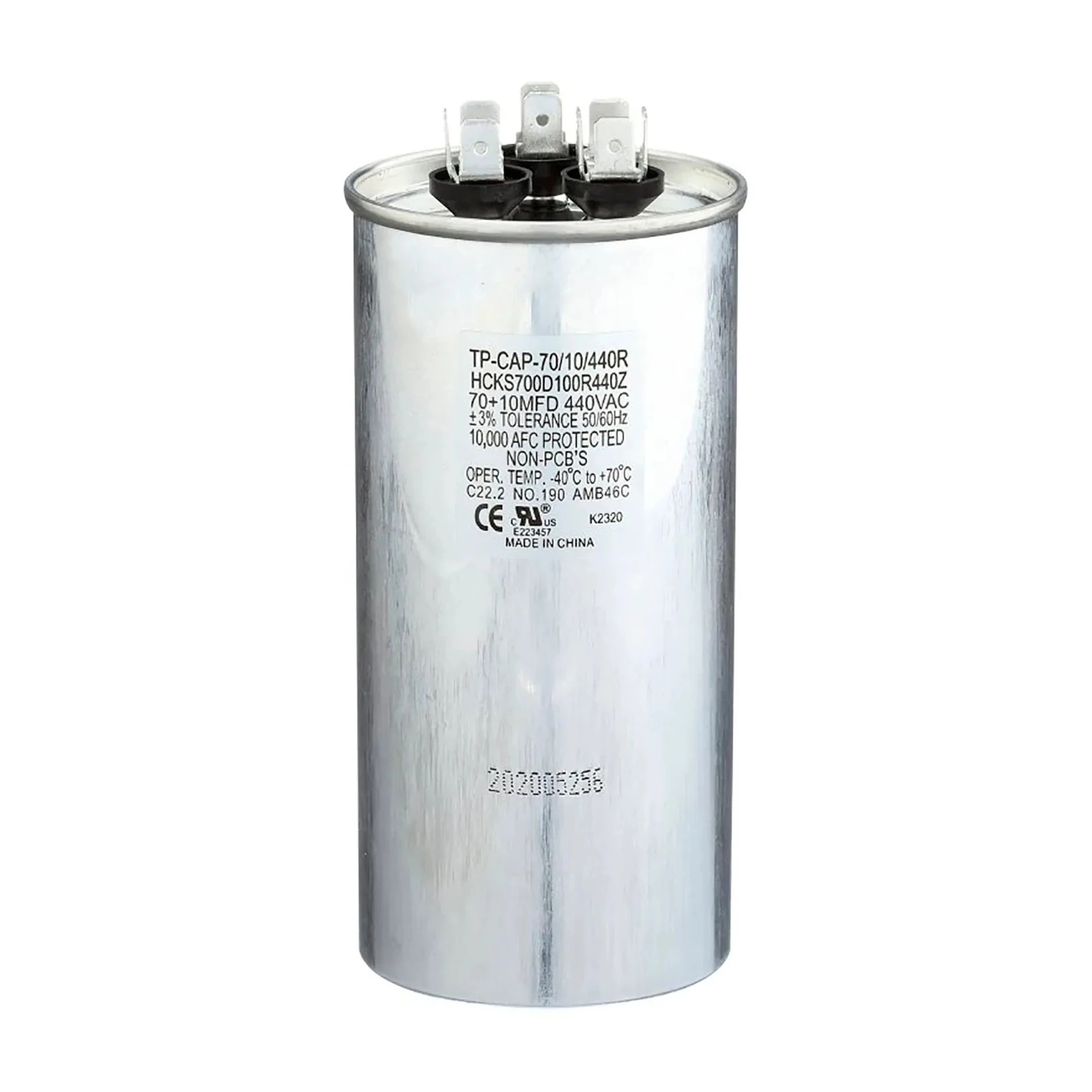 Round 70/10 MFD 440V Motor Run Capacitor
