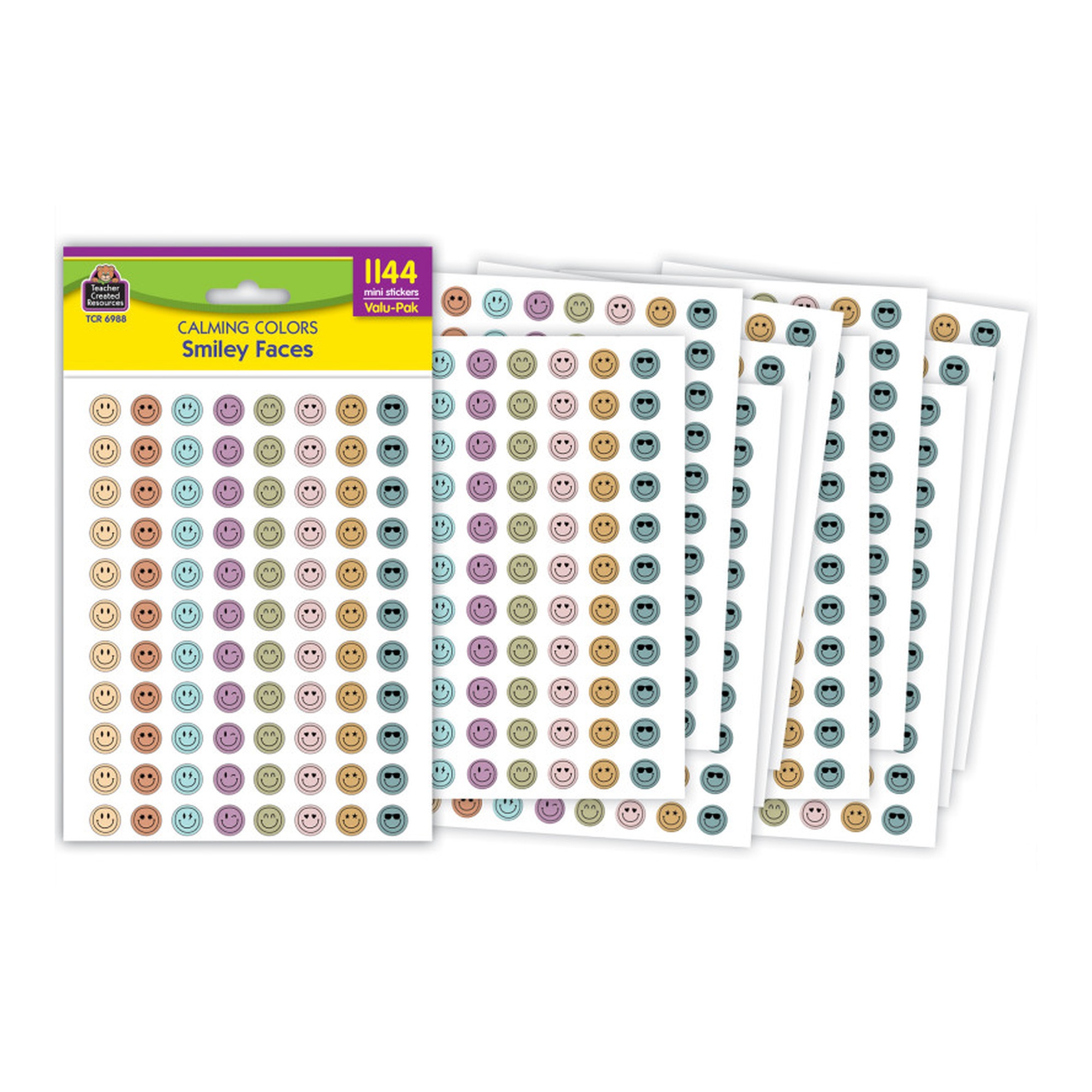 Calming Colors Smiley Face Mini Stickers, Pack of 1,144