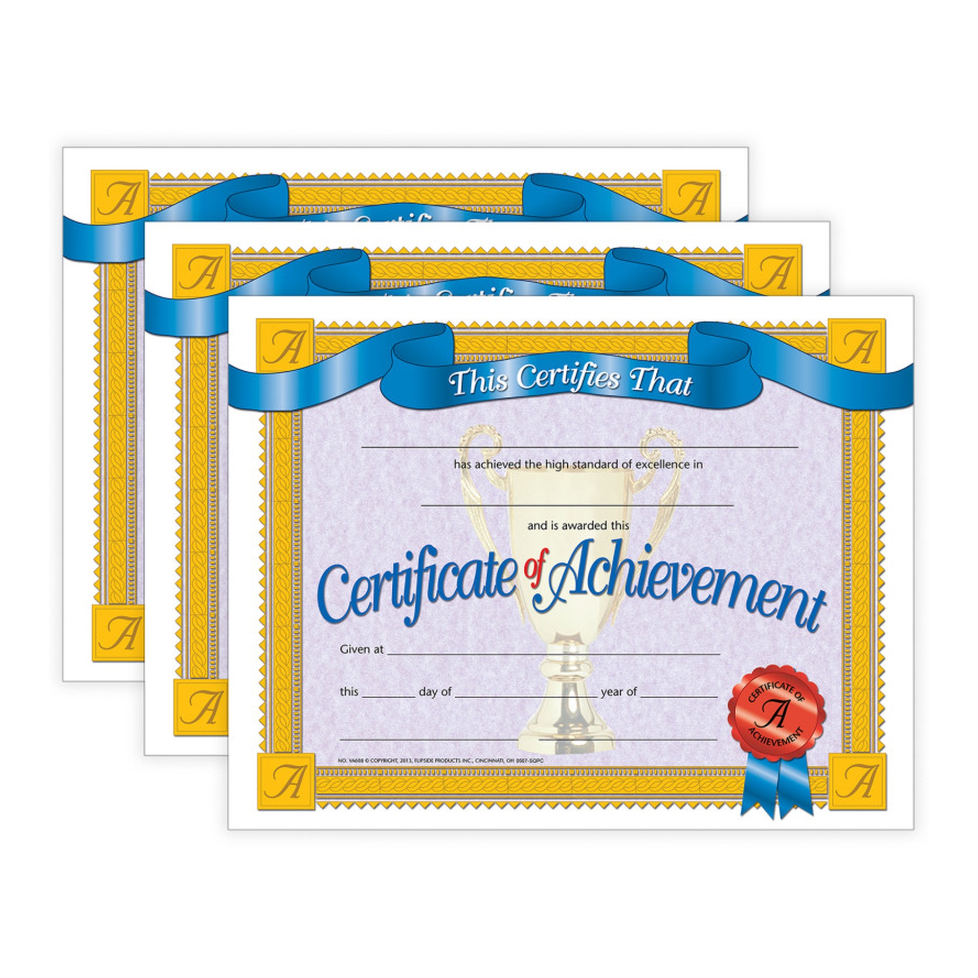 Certificate of Achievement, Full-Color Matte Paper, 90 Certificates