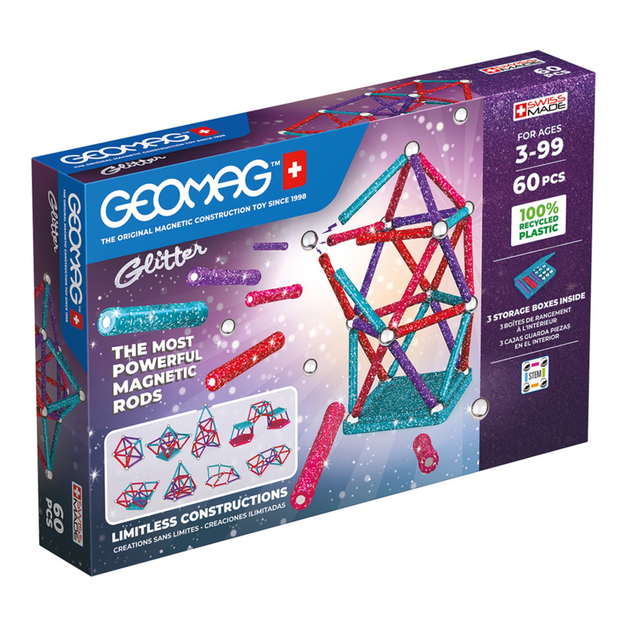 Glitter Magnetic Building Panel Set, 60 Pieces
