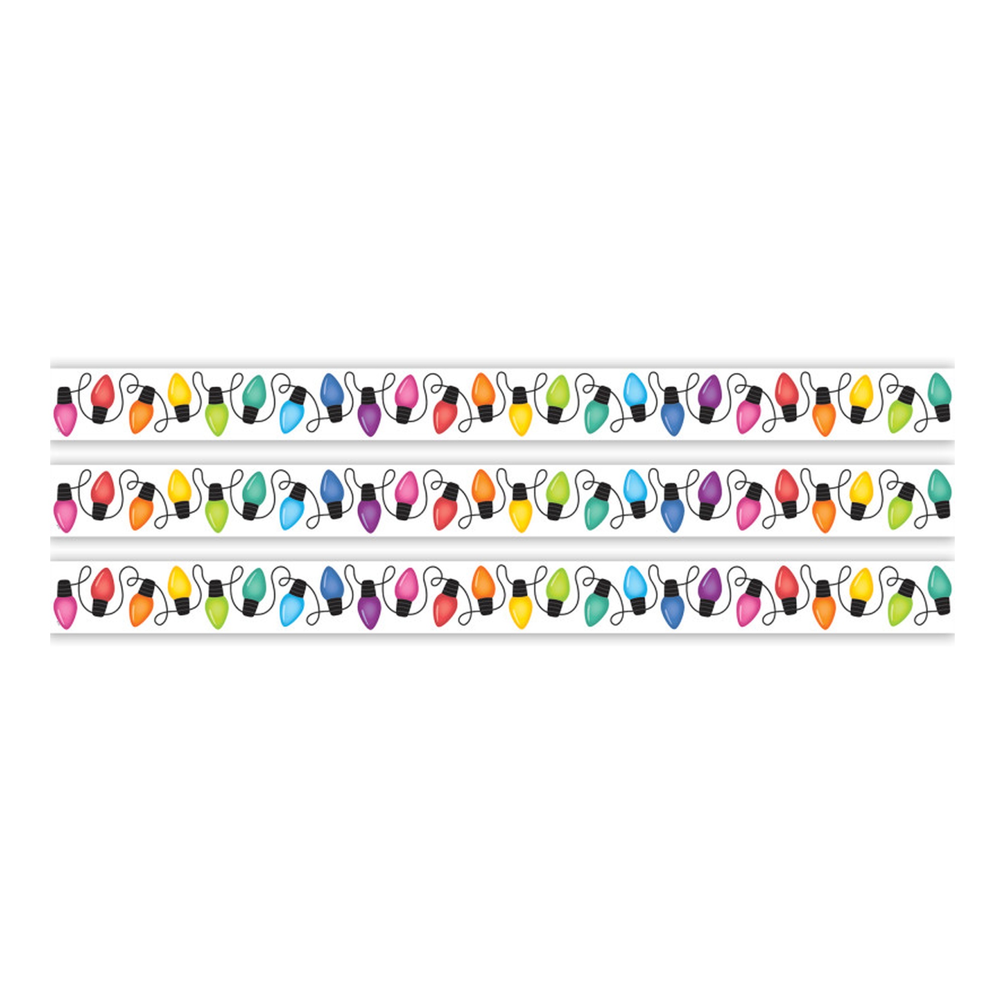 Colorful Holiday Lights Die-Cut Border Trim, 3-Pack