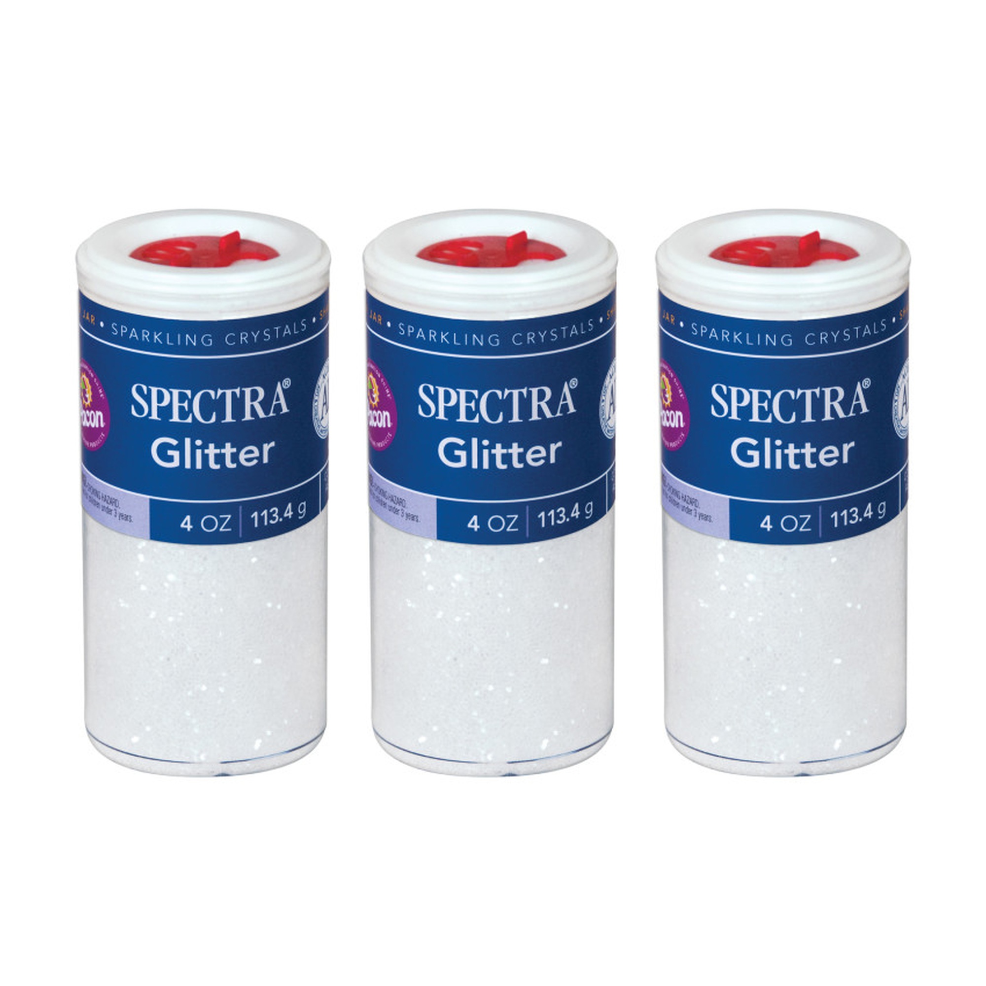 Clear Hexagon Glitter Crystals, 4 oz Jars, Pack of 3