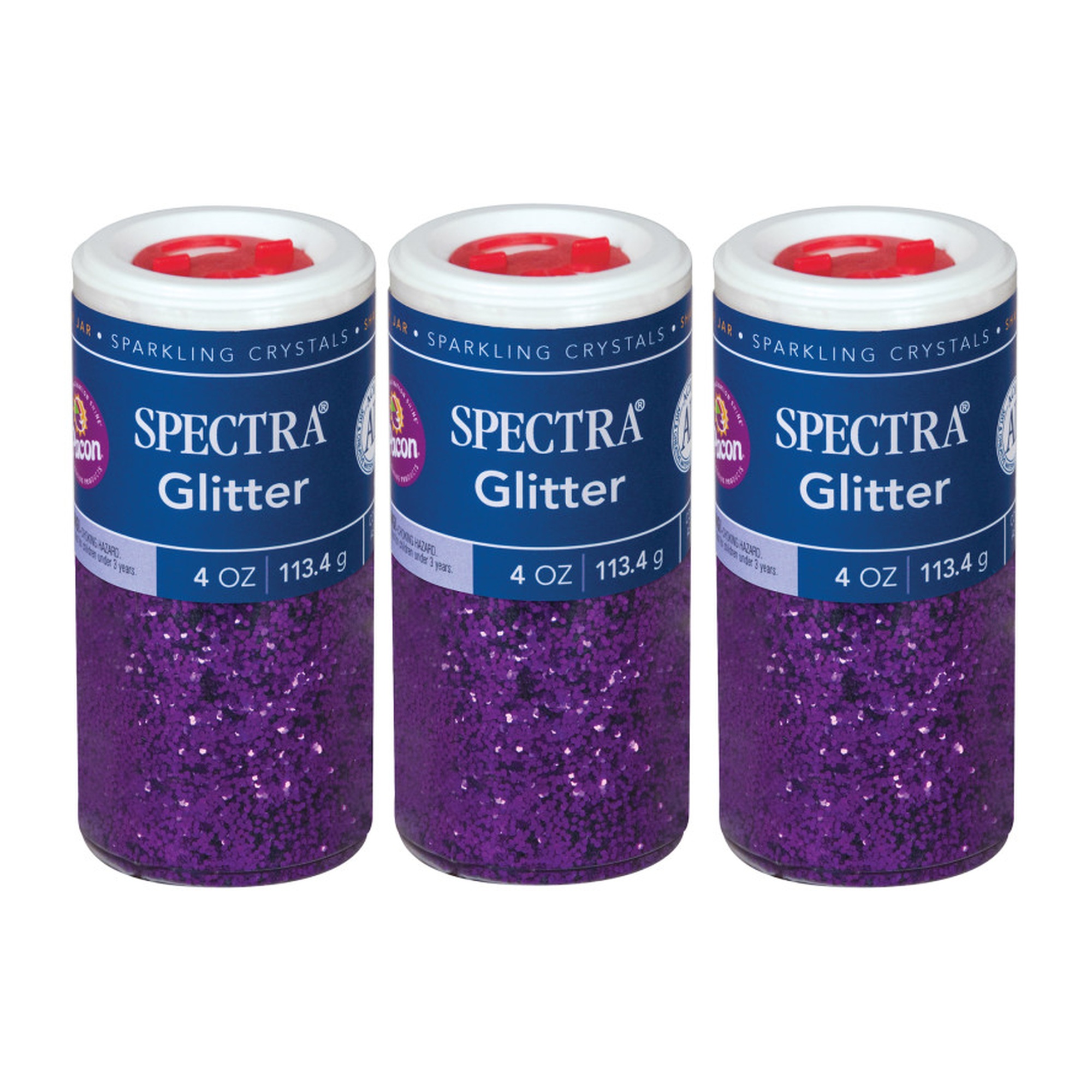 Purple Hexagon Glitter, 4 oz Jars, Pack of 3