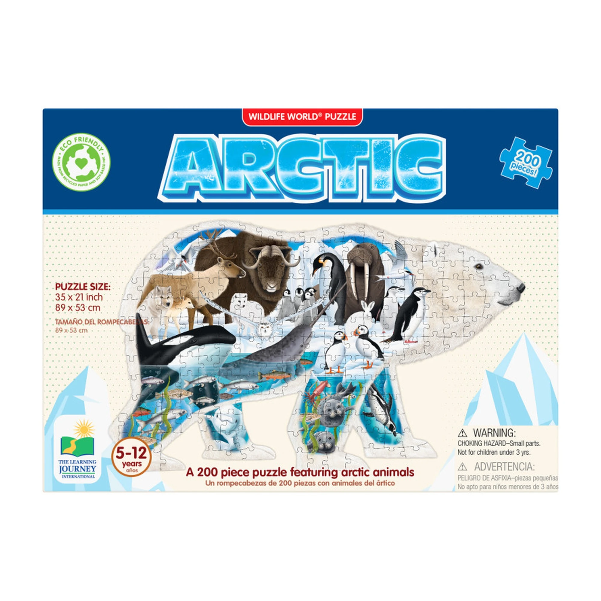 Arctic Polar Bear Shaped Puzzle, 200 Pieces