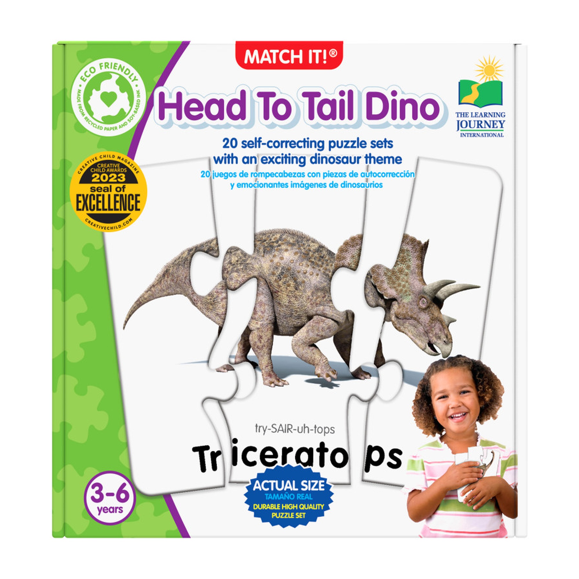 Match It! Dinosaur Head-to-Tail Puzzle Cards