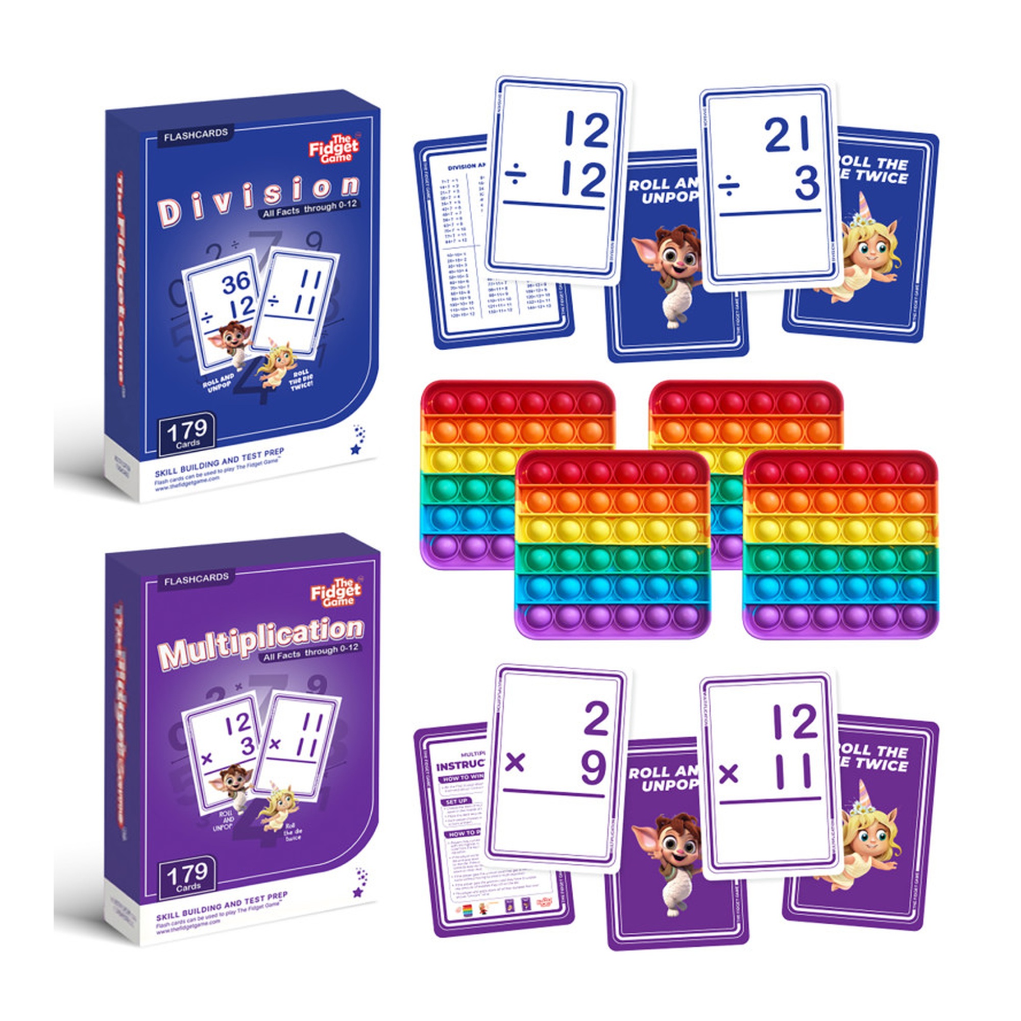 Multiplication and Division Practice Card Bundle with Fidget Mats