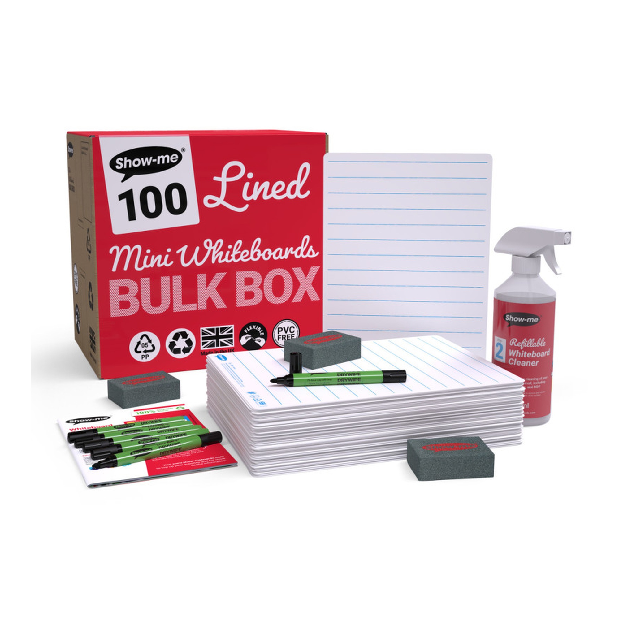 100-Count Lined and Plain Dry Erase Lapboard Classroom Set