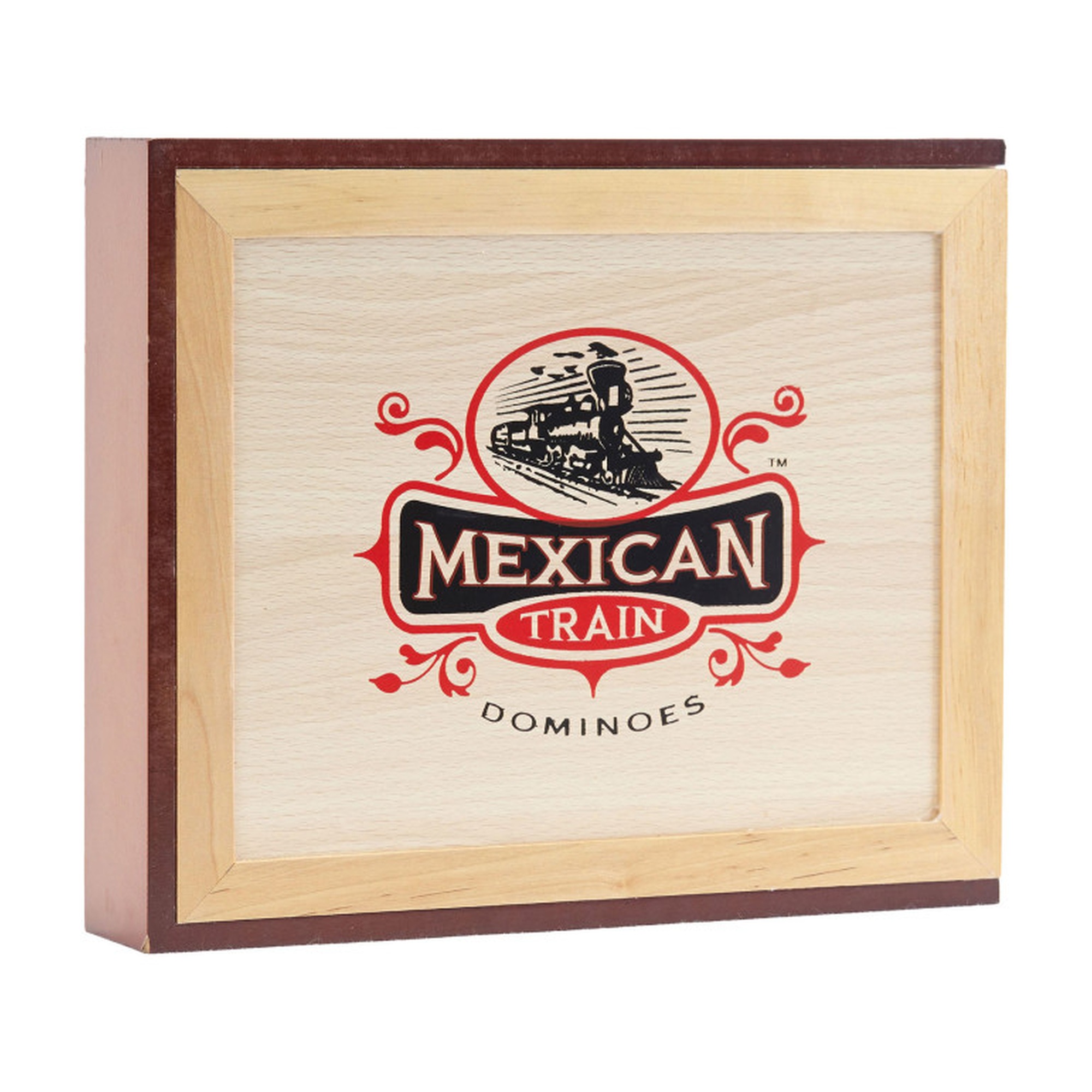 Mexican Train Dominoes Game Set with Wooden Storage Box