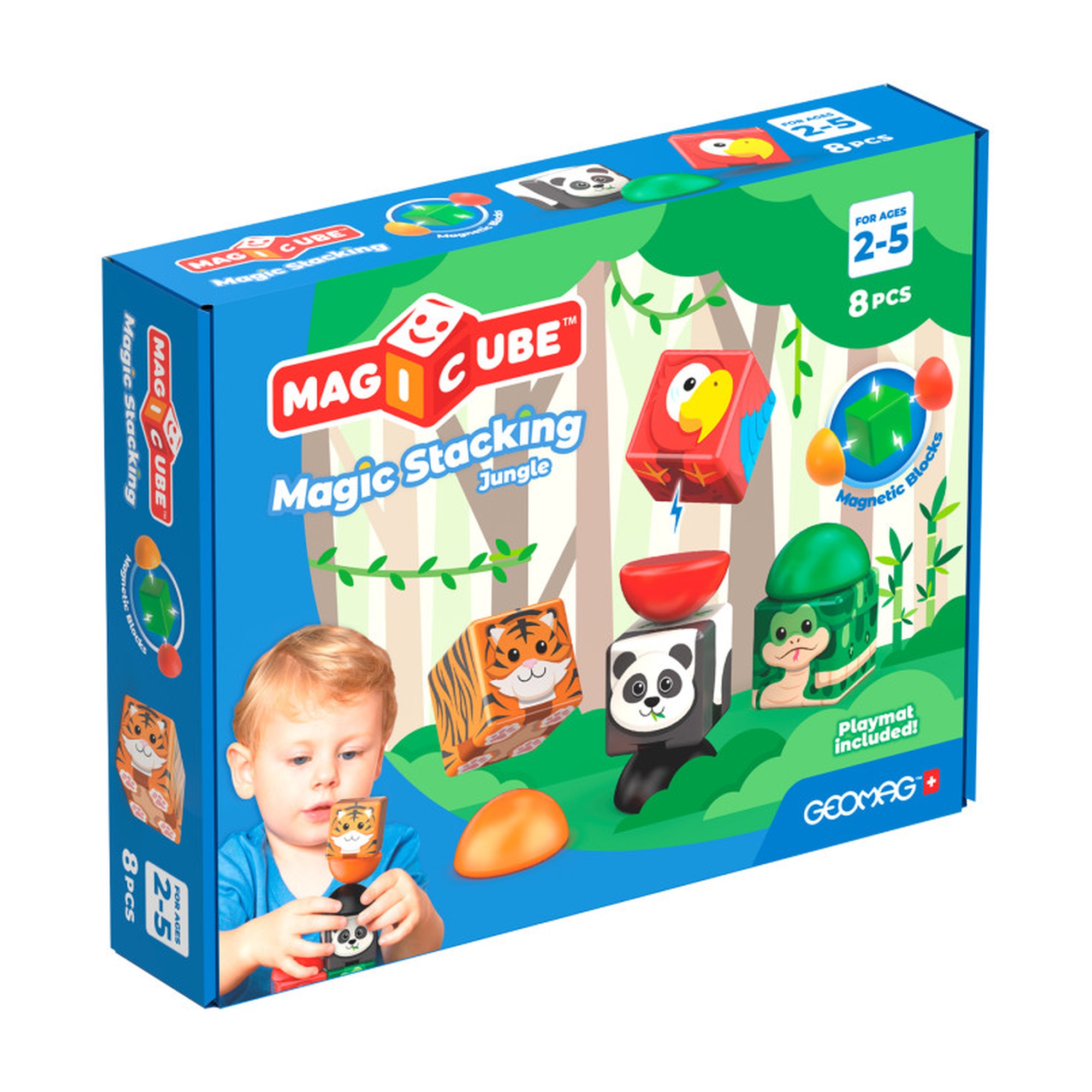 Magnetic Stacking Jungle Building Cubes, 8 Pieces