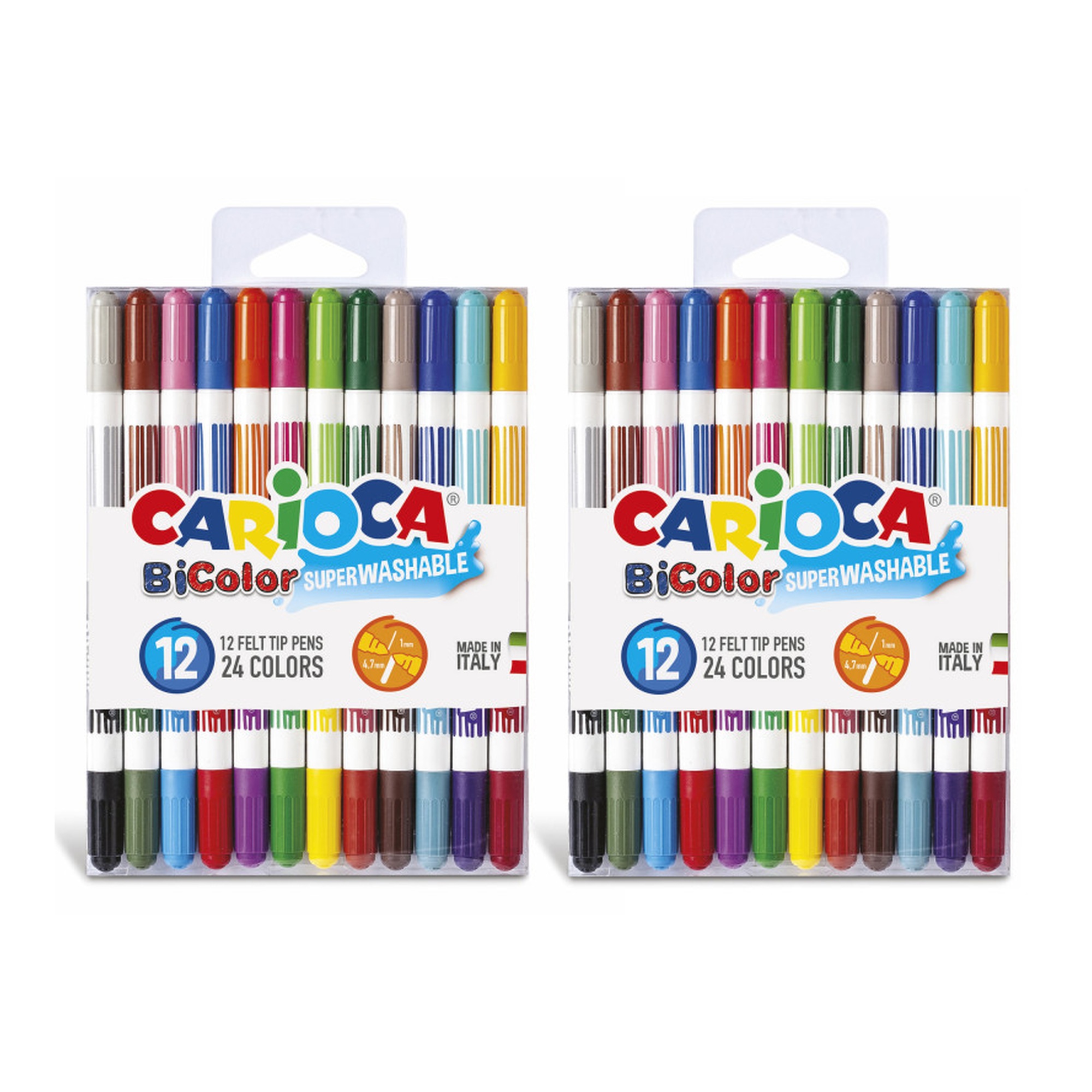Washable Bicolor Felt Tip Pens, 24 Count