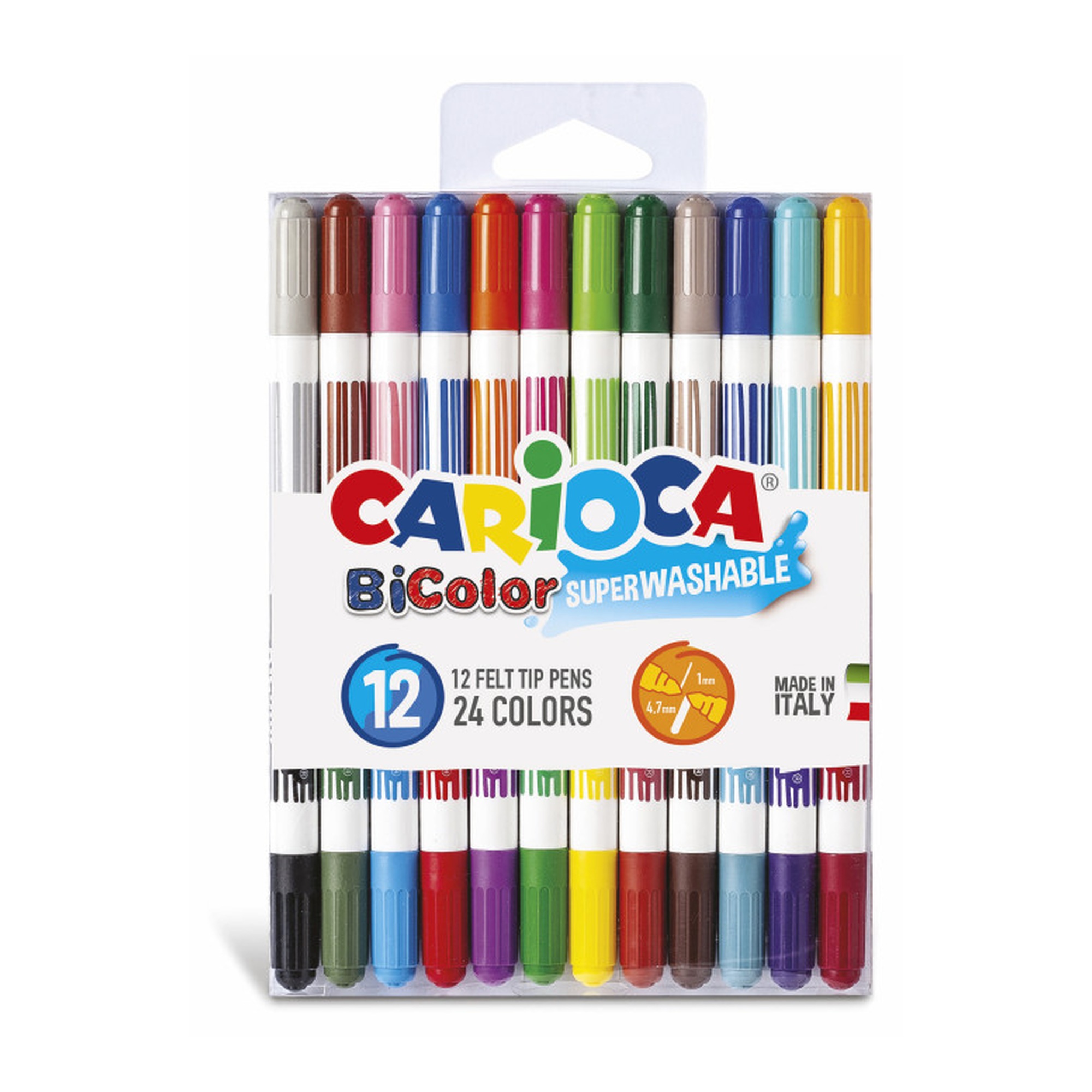 Washable Dual-Color Felt Tip Pen Set, 12-Pack