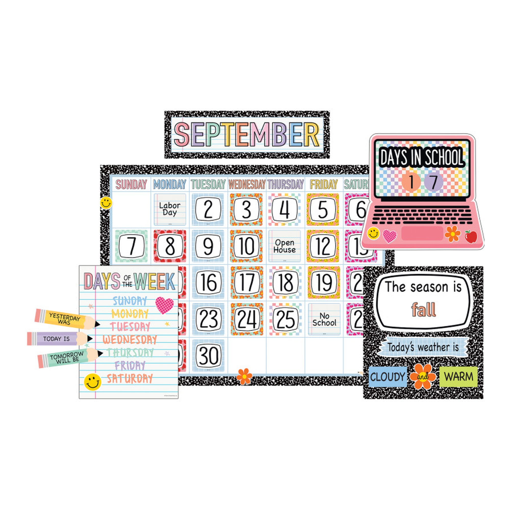 Cool for School Calendar Bulletin Board Set, 110 Pieces