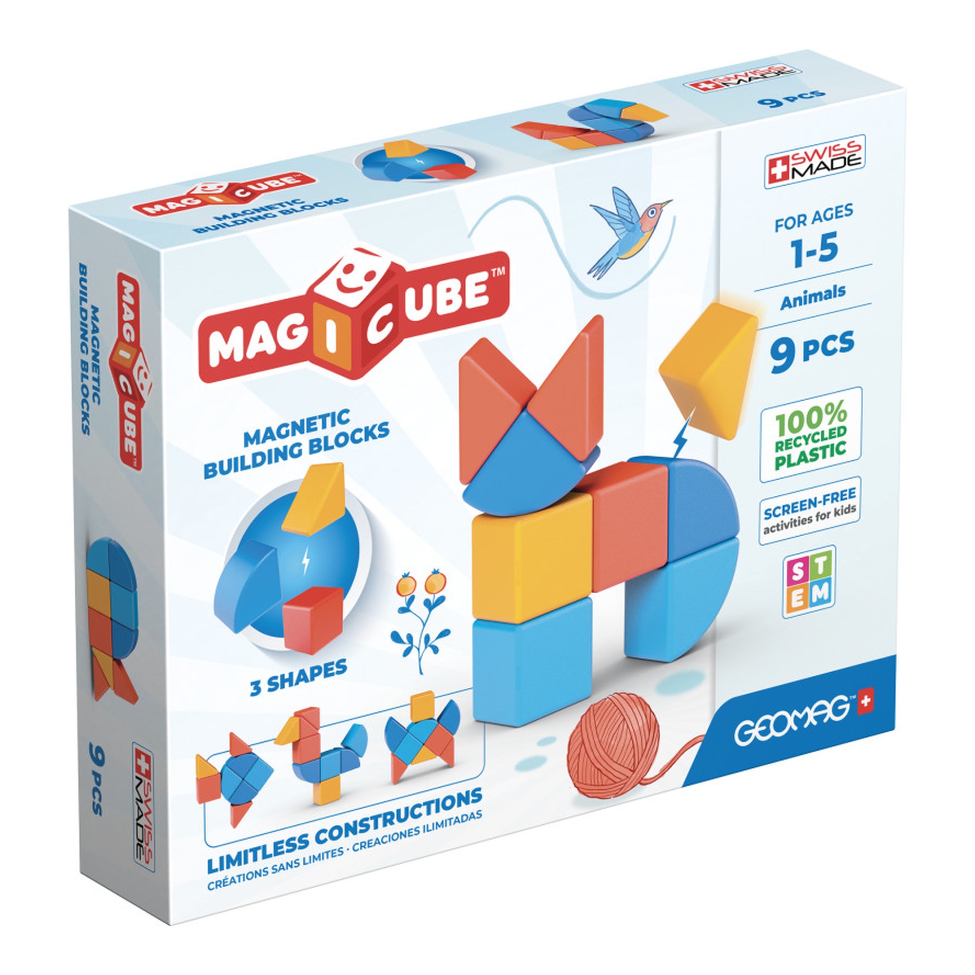 Magnetic Shapes and Animals Building Set, 9 Pieces