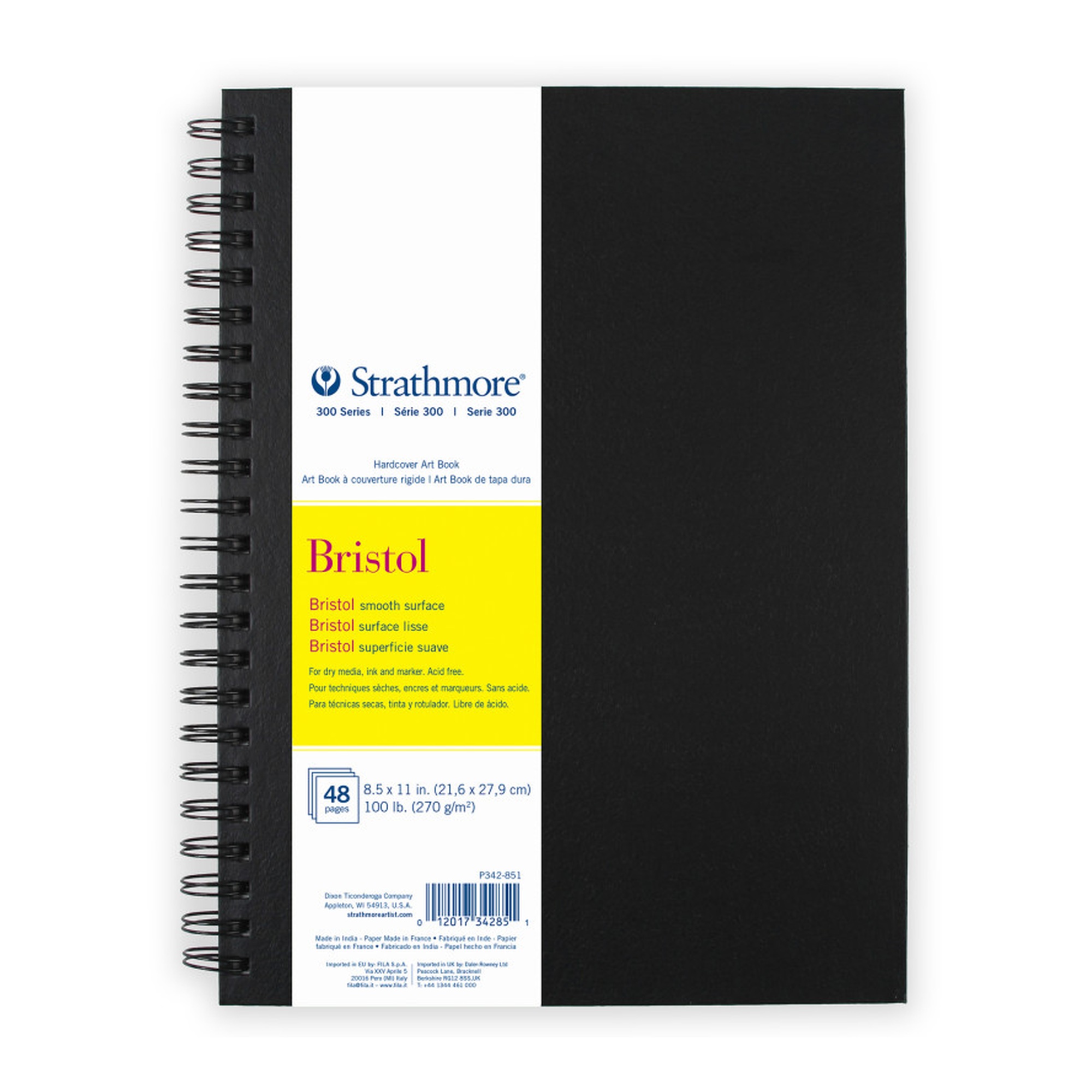 300 Series Bristol Art Book, Smooth White Paper, 8.5 x 11 in., 24 Sheets