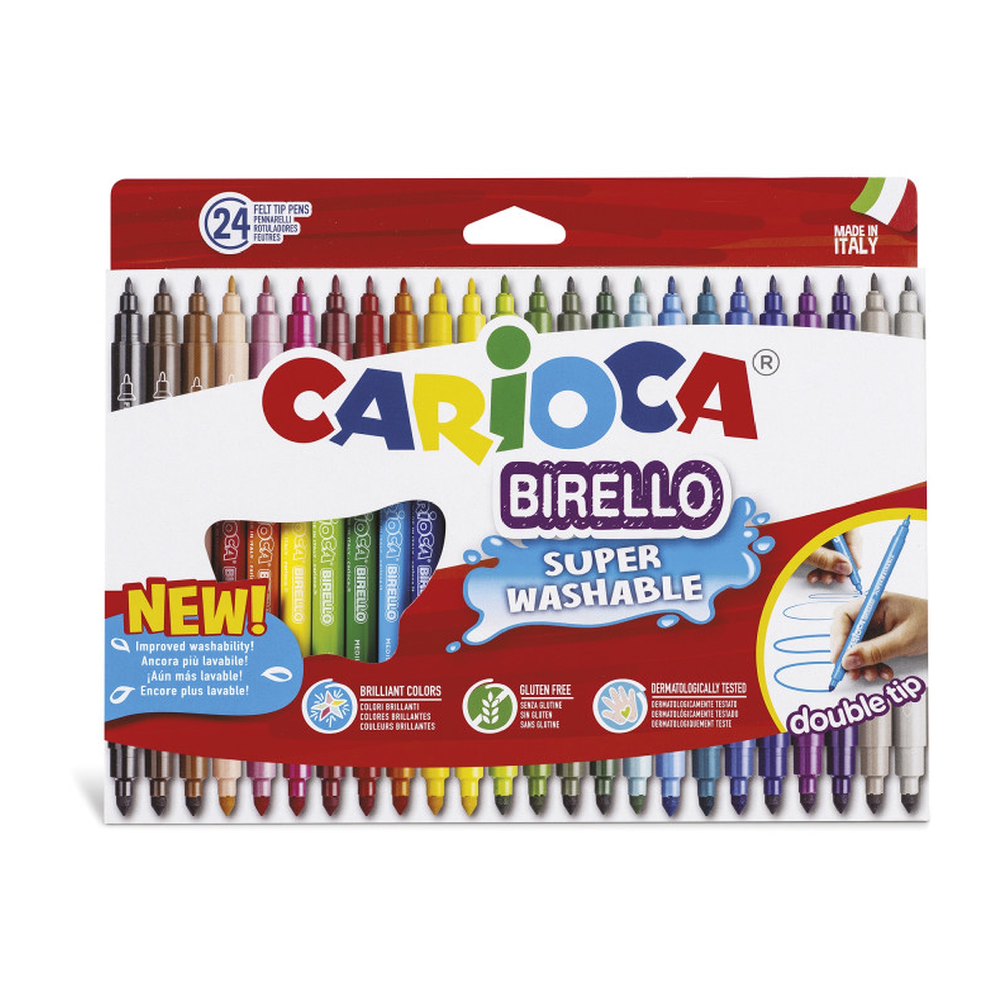 Double-Tip Washable Felt Tip Pens, Assorted Colors, 24-Pack