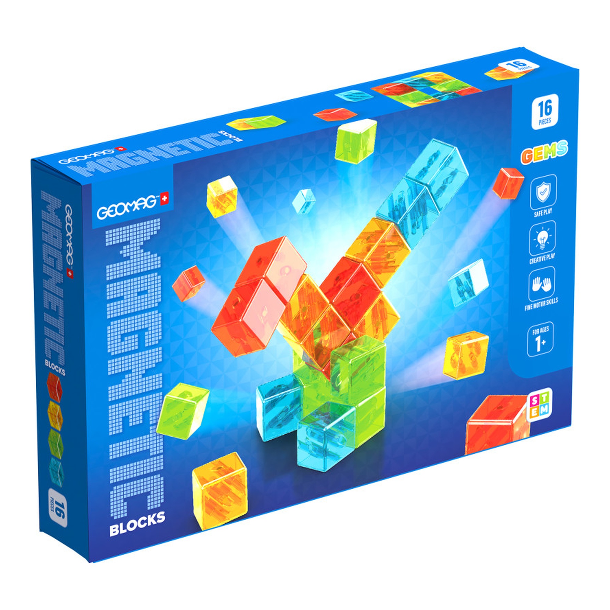 Magnetic Gem Blocks, 16-Piece Set