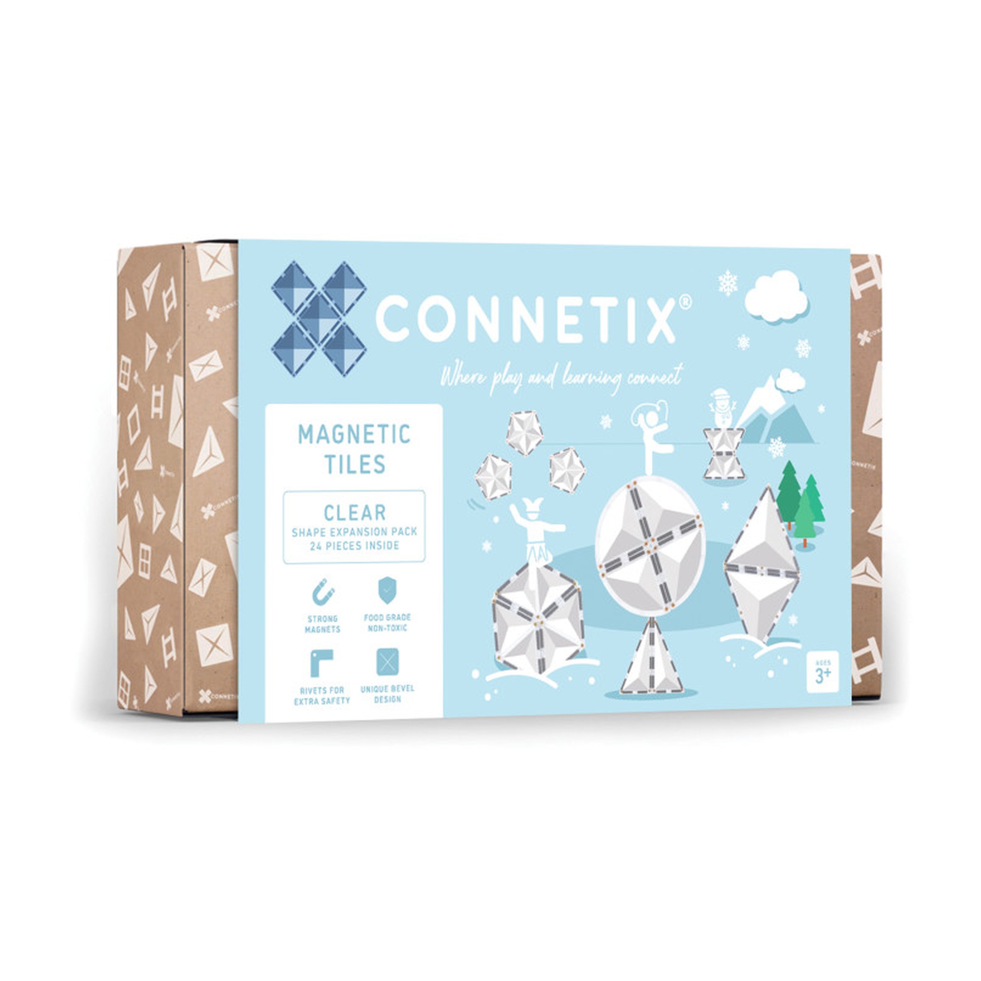 Clear Magnetic Tile Shape Expansion Pack, 24 Pieces