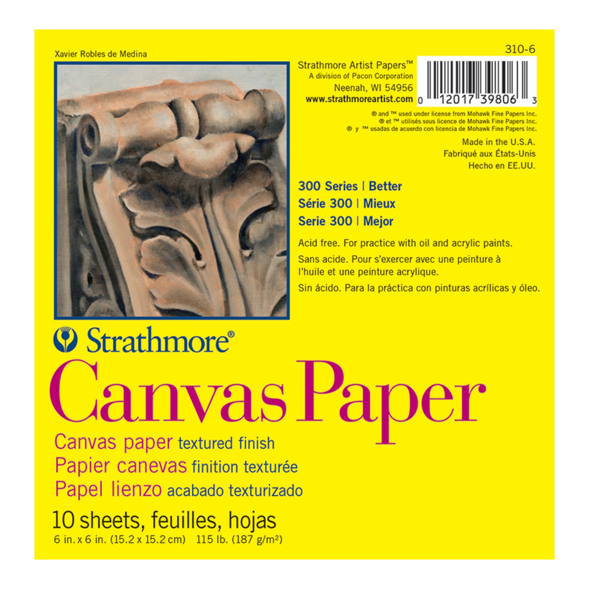 Canvas-Textured Paper Pad, 6 in. x 6 in., 10 Sheets