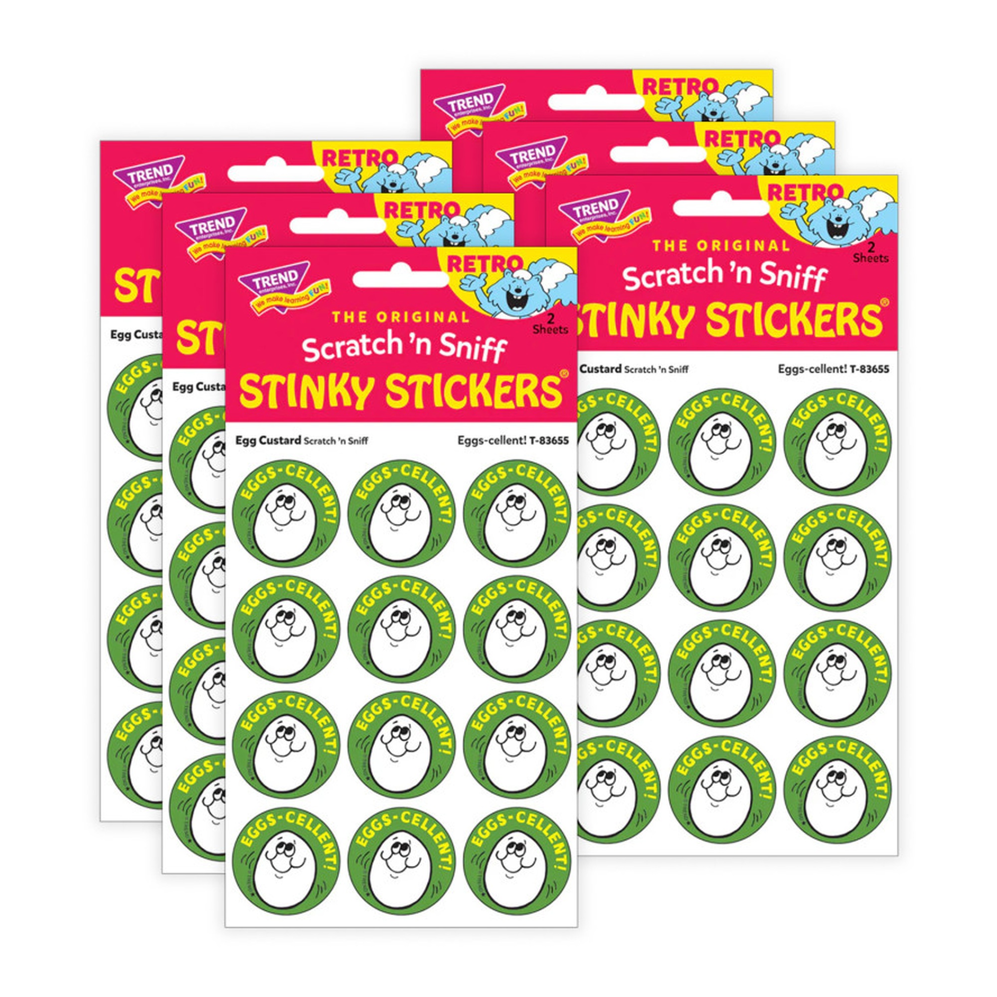 Eggs-cellent Egg Custard Scented Scratch-and-Sniff Stickers, 24 per Pack, 6 Packs