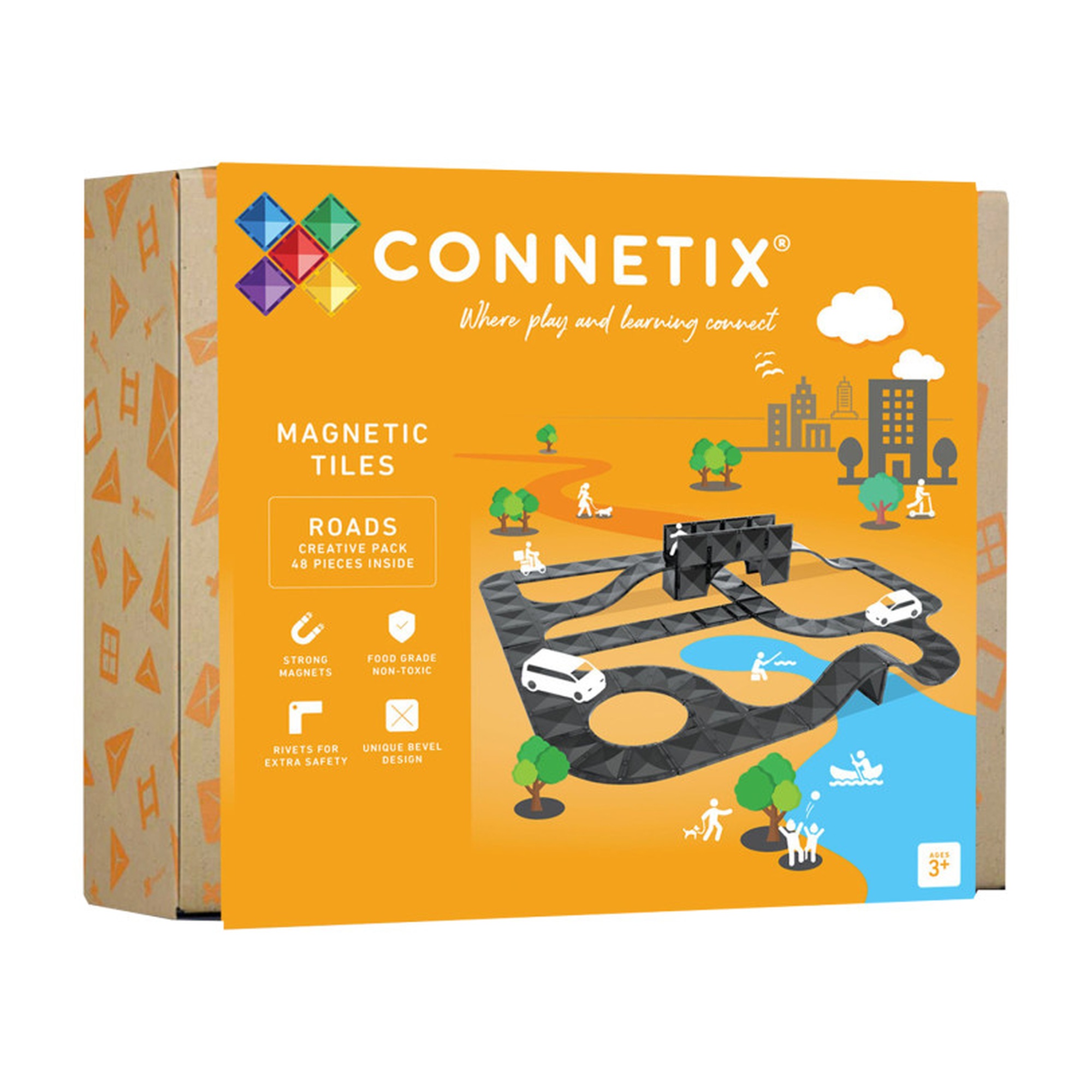 48-Piece Magnetic Road Building Tile Set