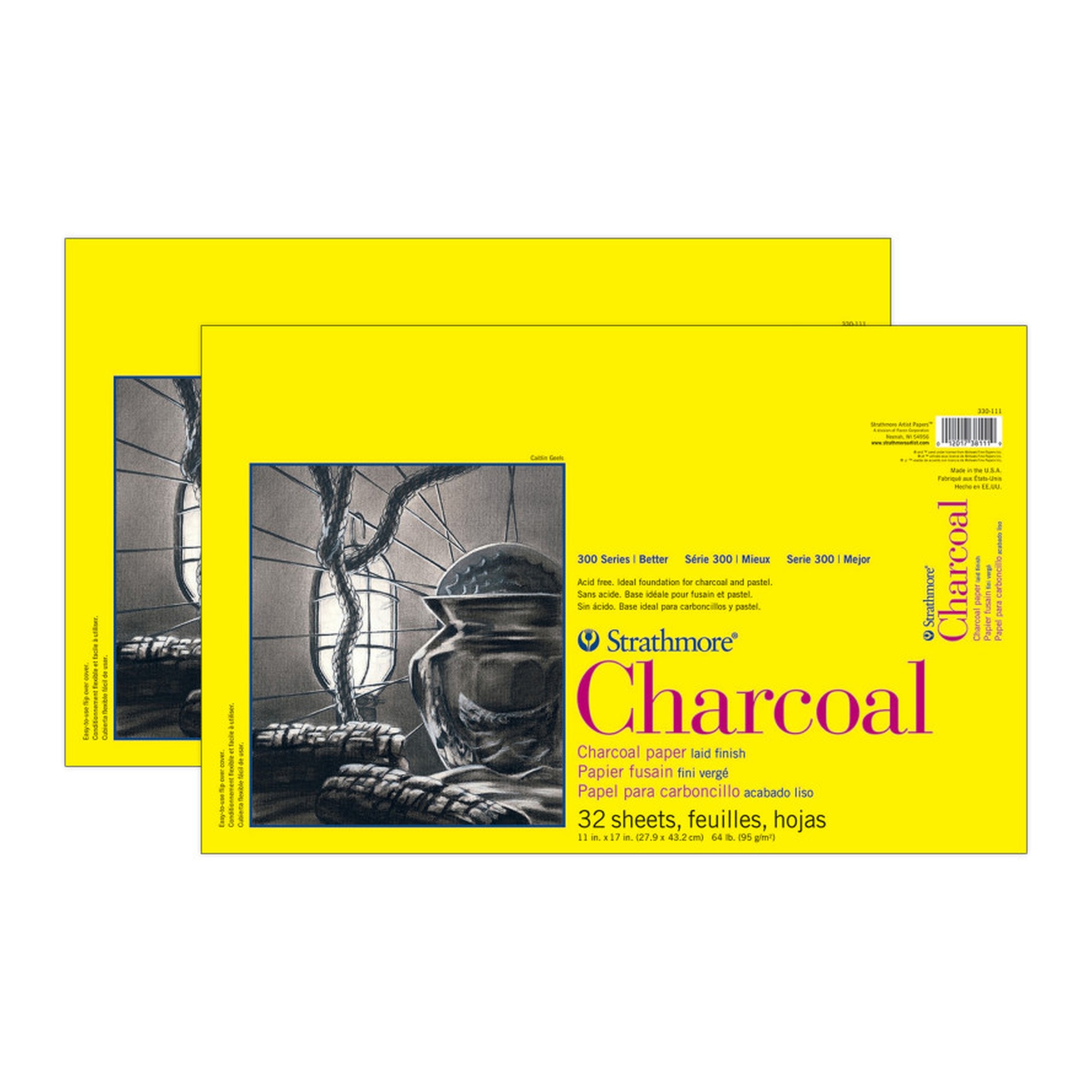 300 Series Charcoal Paper Pad, 11 x 17 in., 32 Sheets, Pack of 2