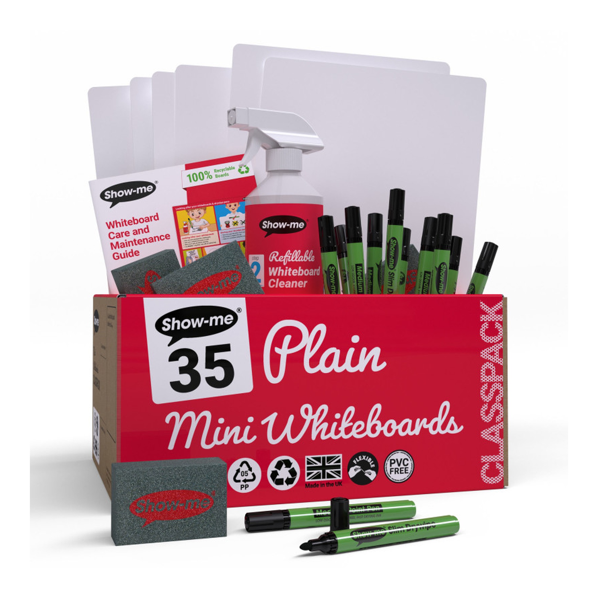 35-Count Plain Dry Erase Lapboard Classpack with Markers, Erasers and Cleaner