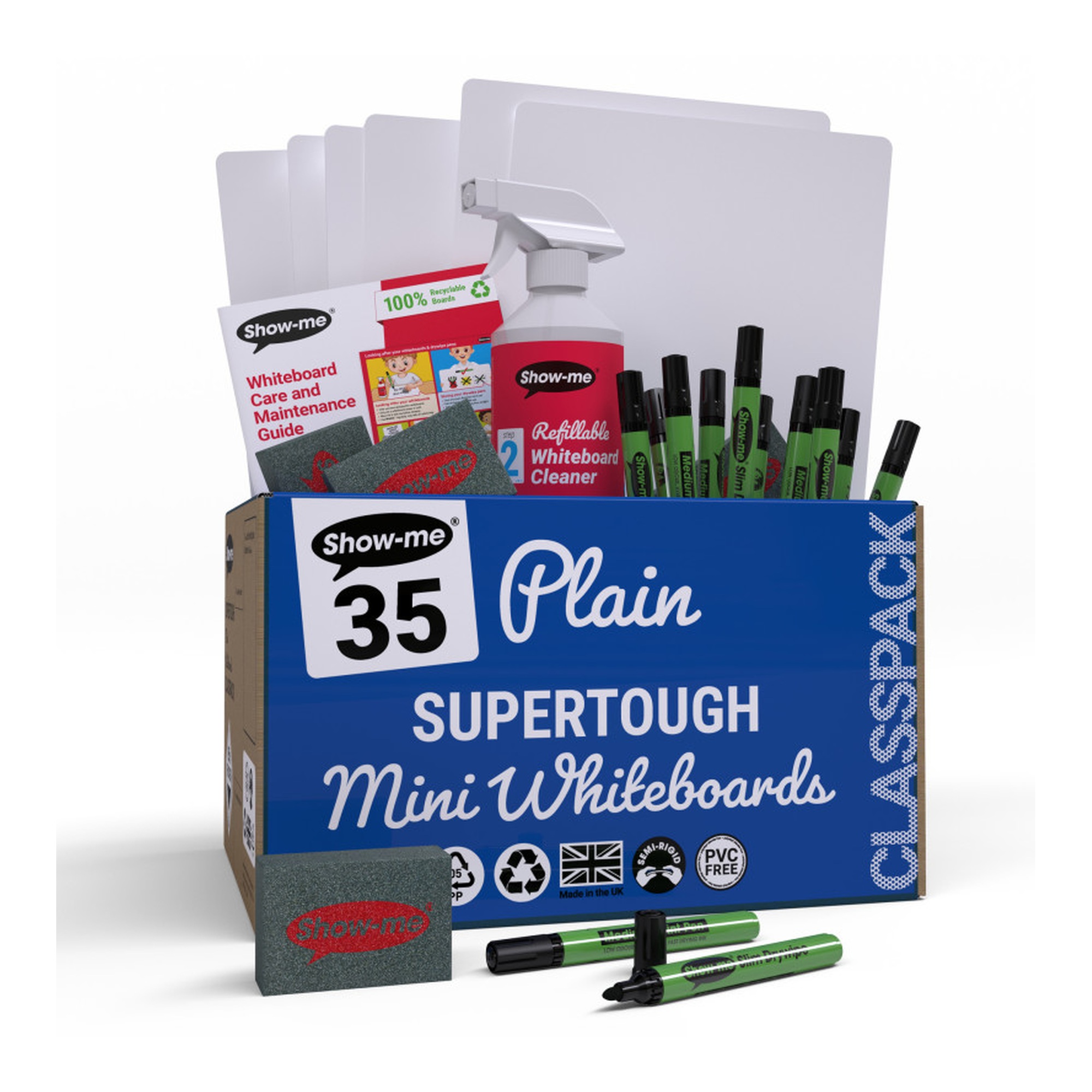 35-Set Plain Super-Tough Dry Erase Lapboard Classroom Pack