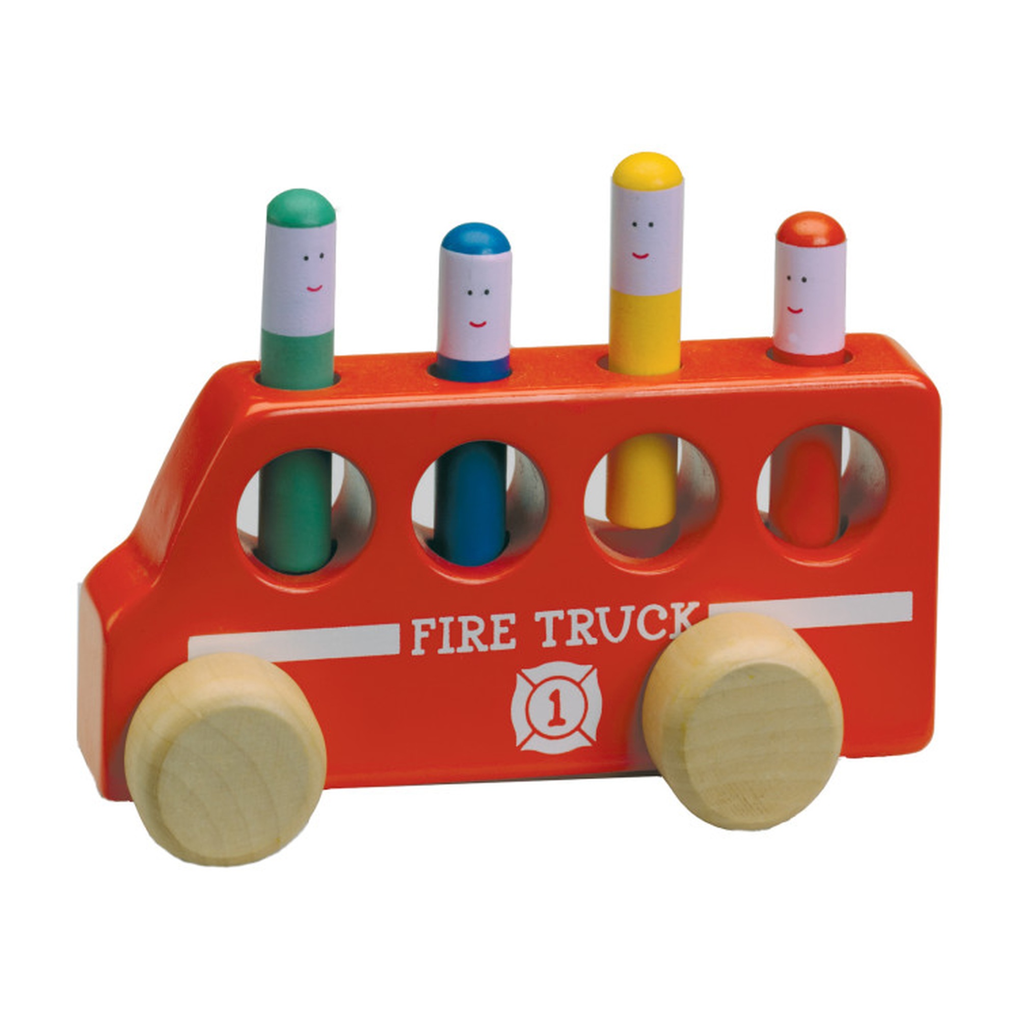 Wooden Pop-Up Fire Truck Toy