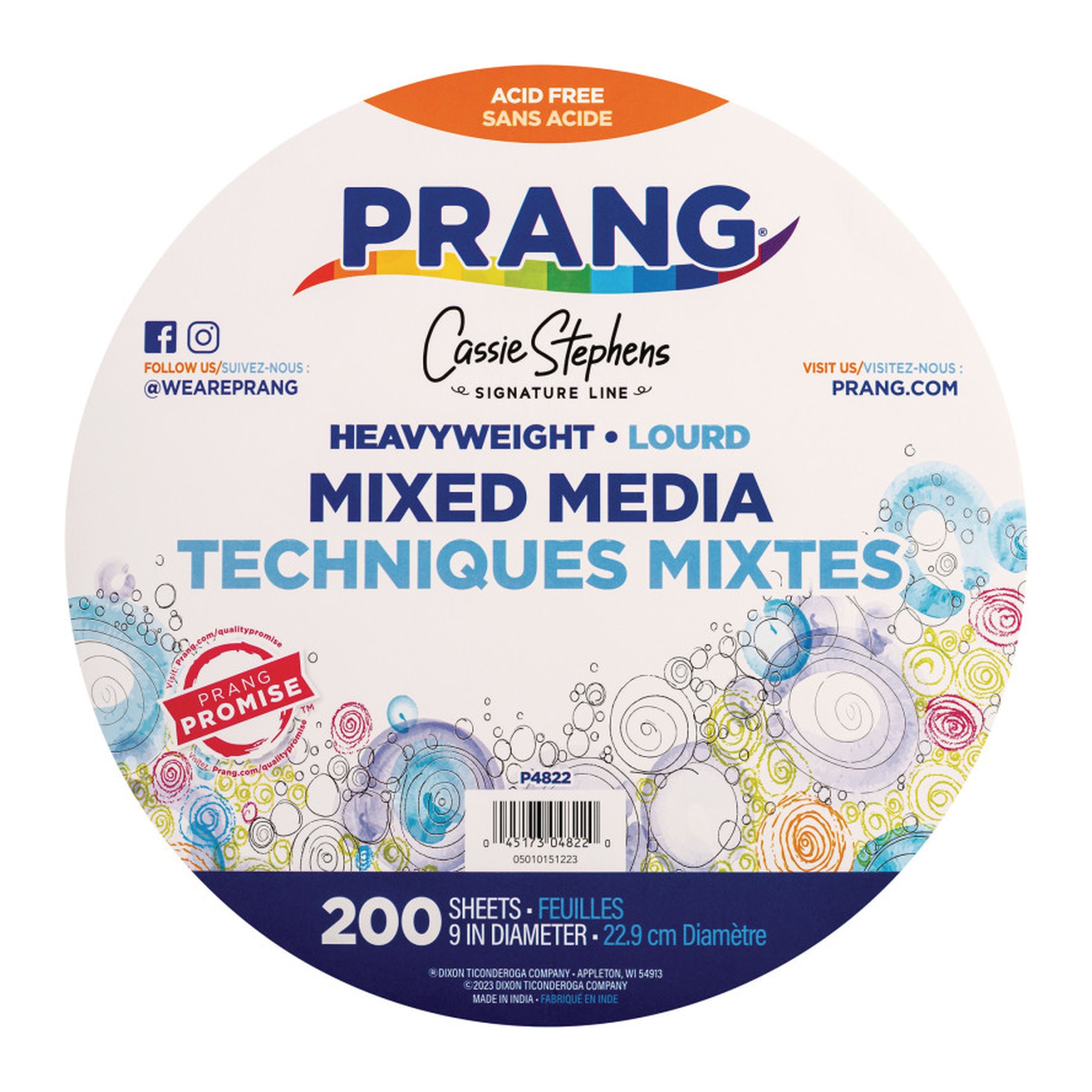 Heavyweight Mixed Media Paper Circles, 9 in., White, 200 Sheets