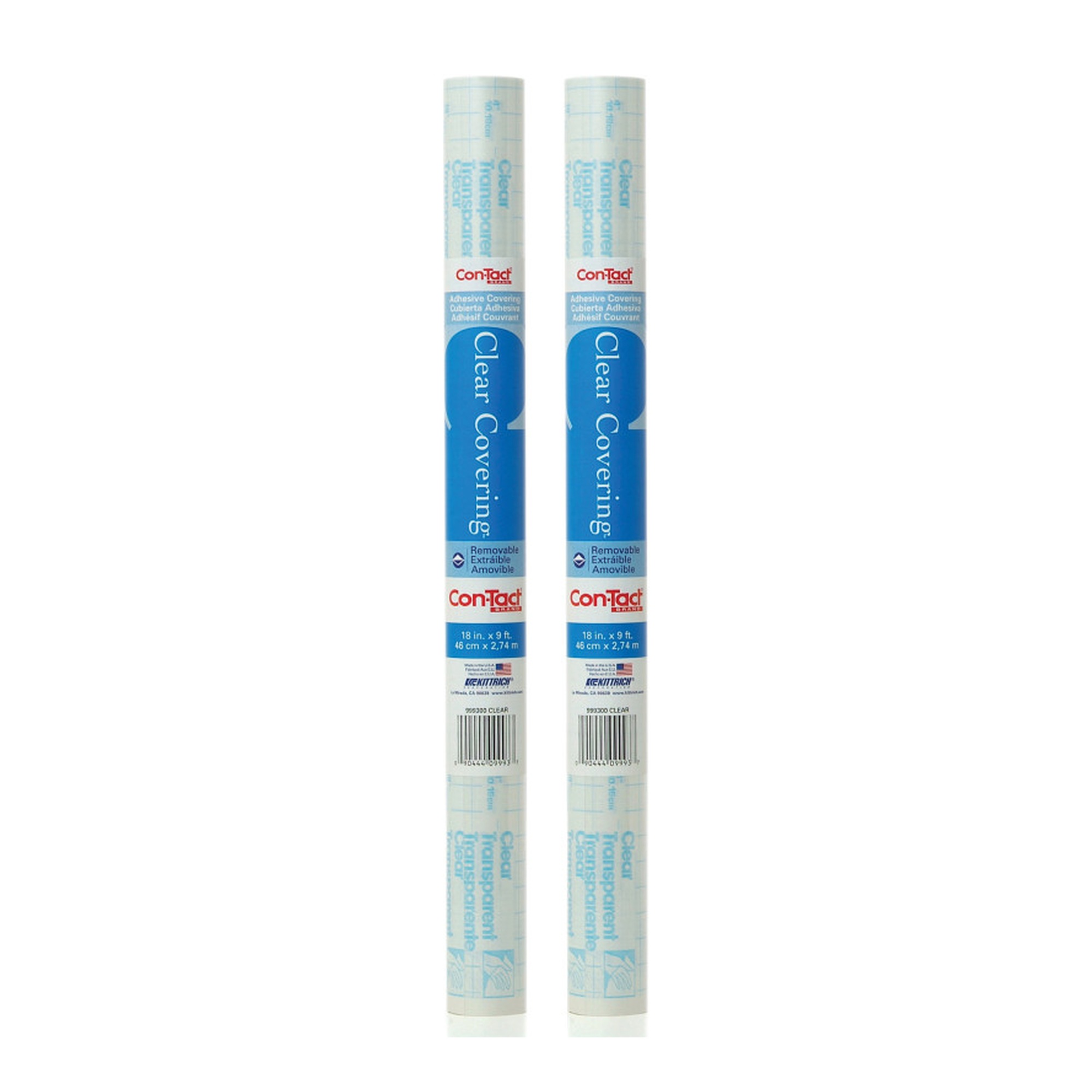 Clear Matte Repositionable Adhesive Covering, 18 in. x 9 ft., 2-Roll Pack