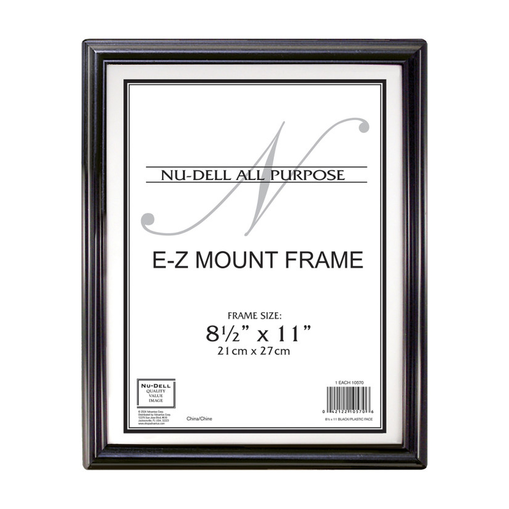 Quick-Insert Black Document Frame for 8.5 x 11 Documents