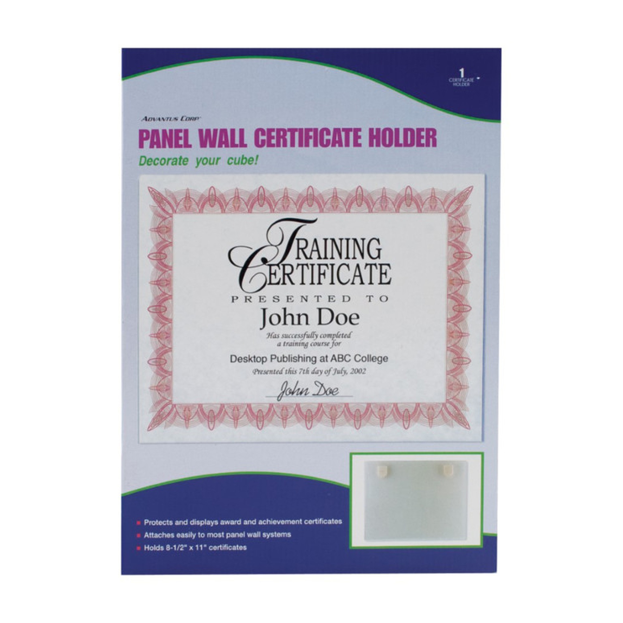 Clear Fabric Panel Certificate Holder for 8.5 x 11 Documents