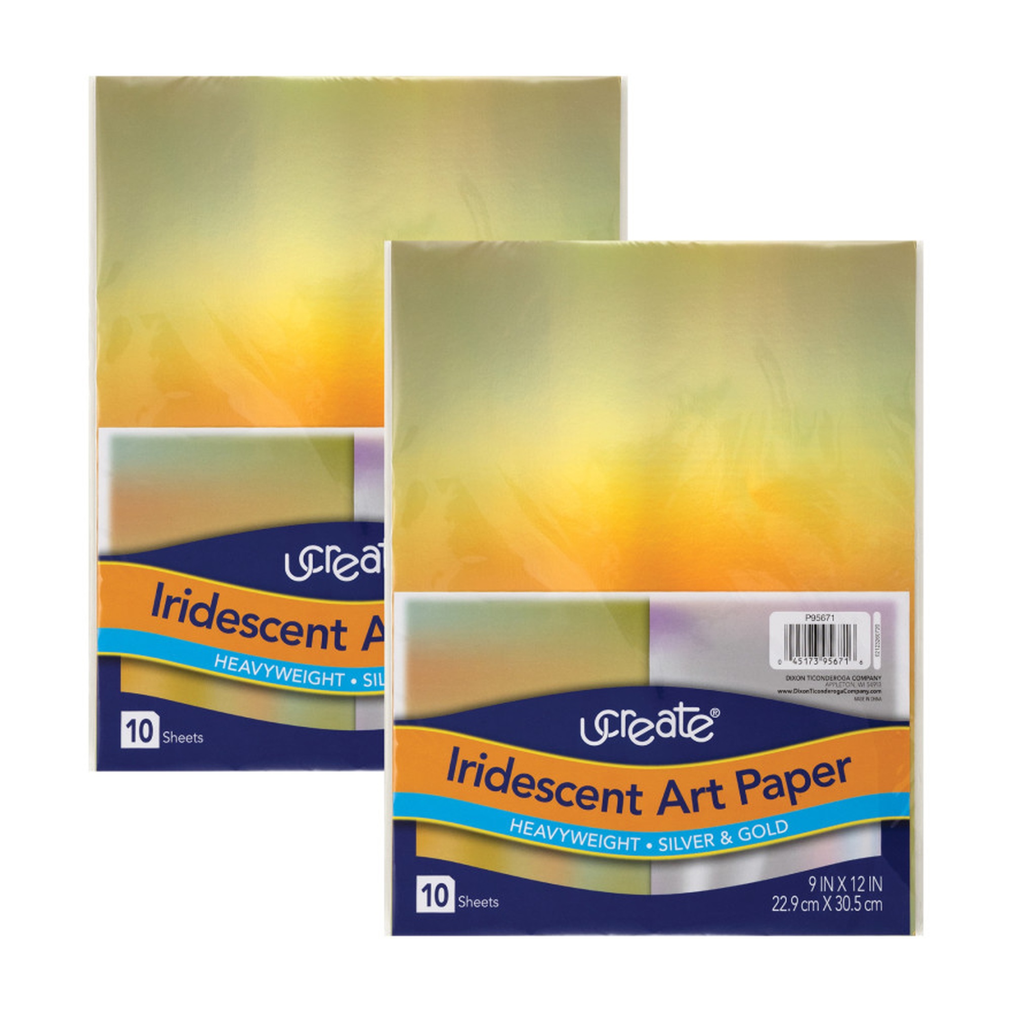 Silver and Gold Iridescent Art Paper, 9 x 12 Inches, 20 Sheets