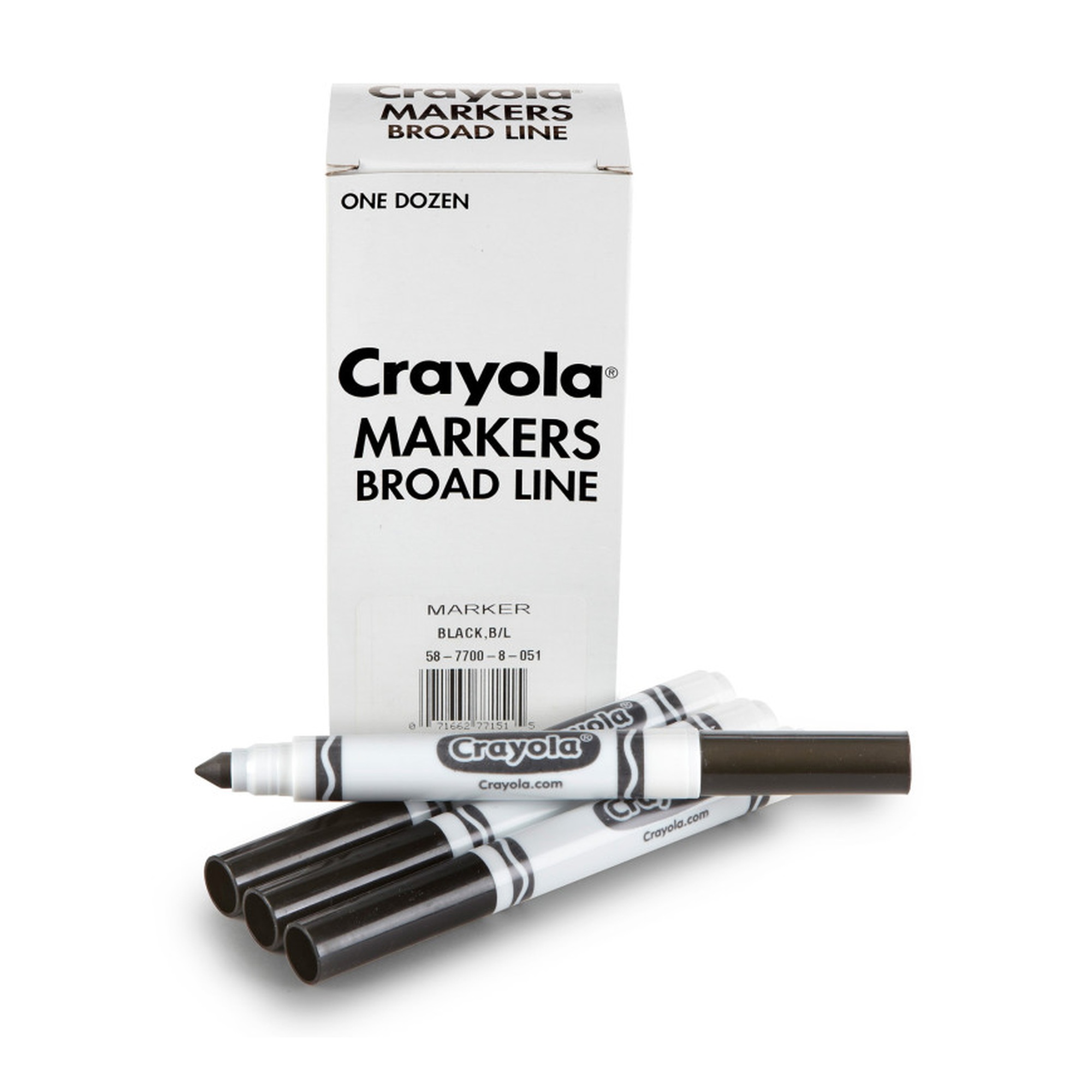 Black Broad Line Markers, Conical Tip, 12-Pack
