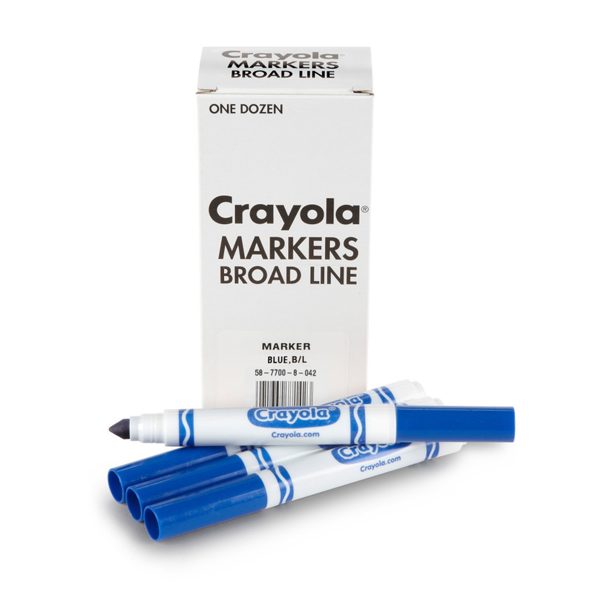 Blue Broad Line Markers, Conical Tip, 12-Pack