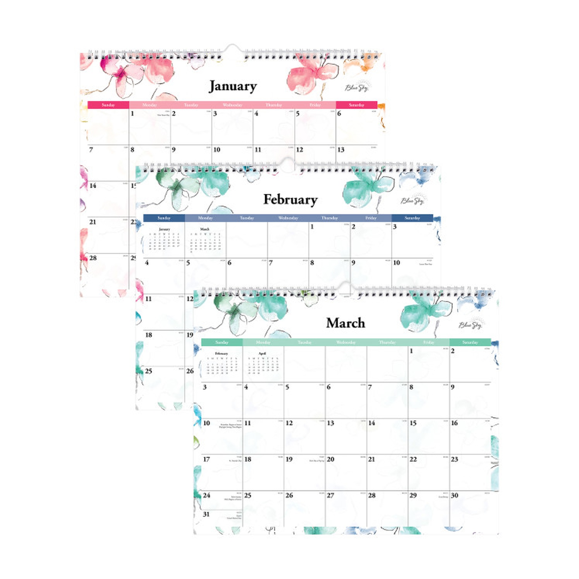 2027 Floral Monthly Wall Calendar