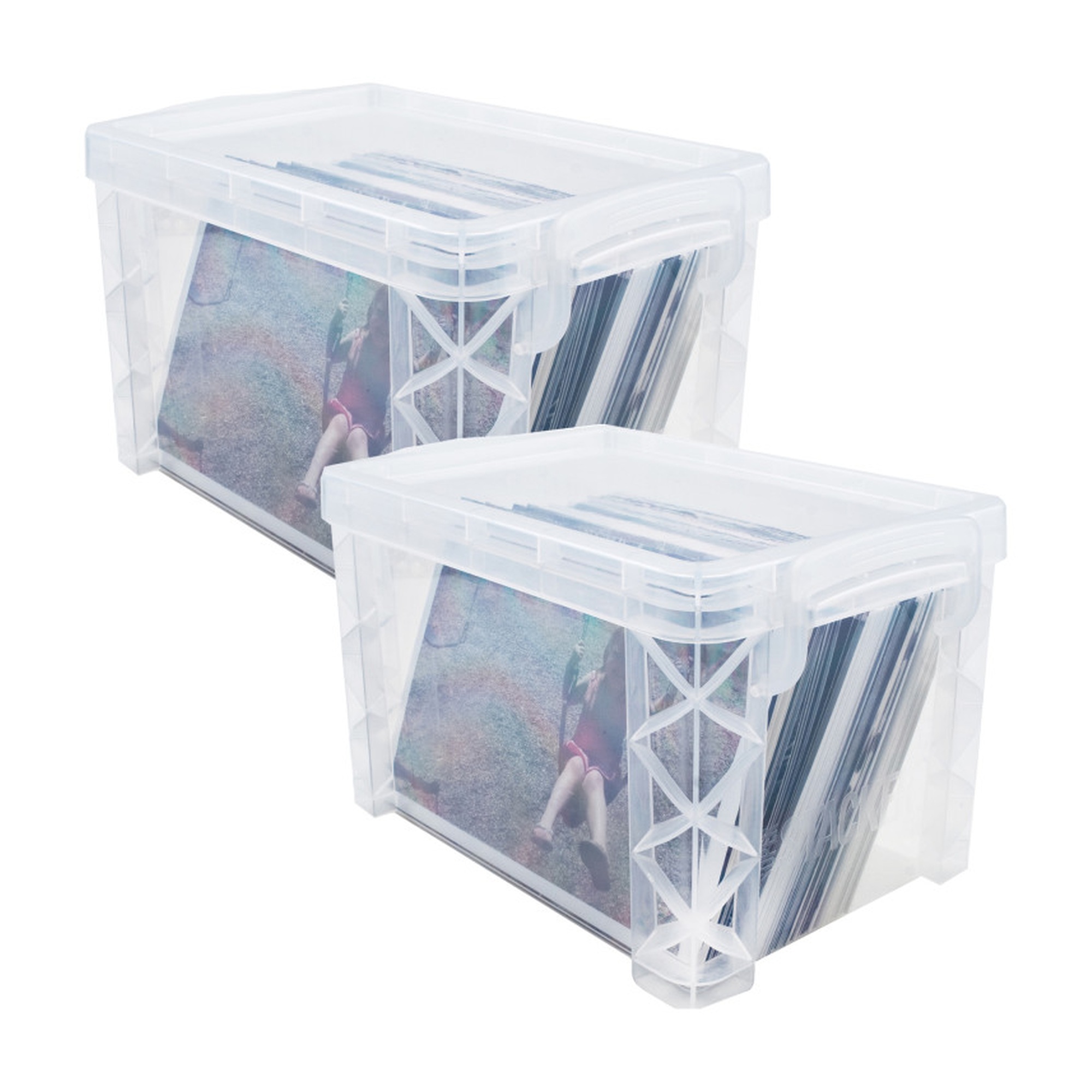 Clear Stackable 4 x 6 Storage Boxes with Locking Lids, Set of 2