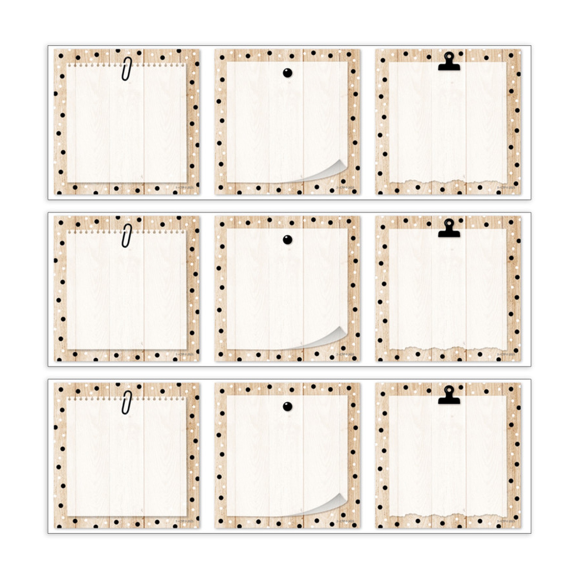 Polka Dots on Wood Designer Cut-Outs, 108 Count