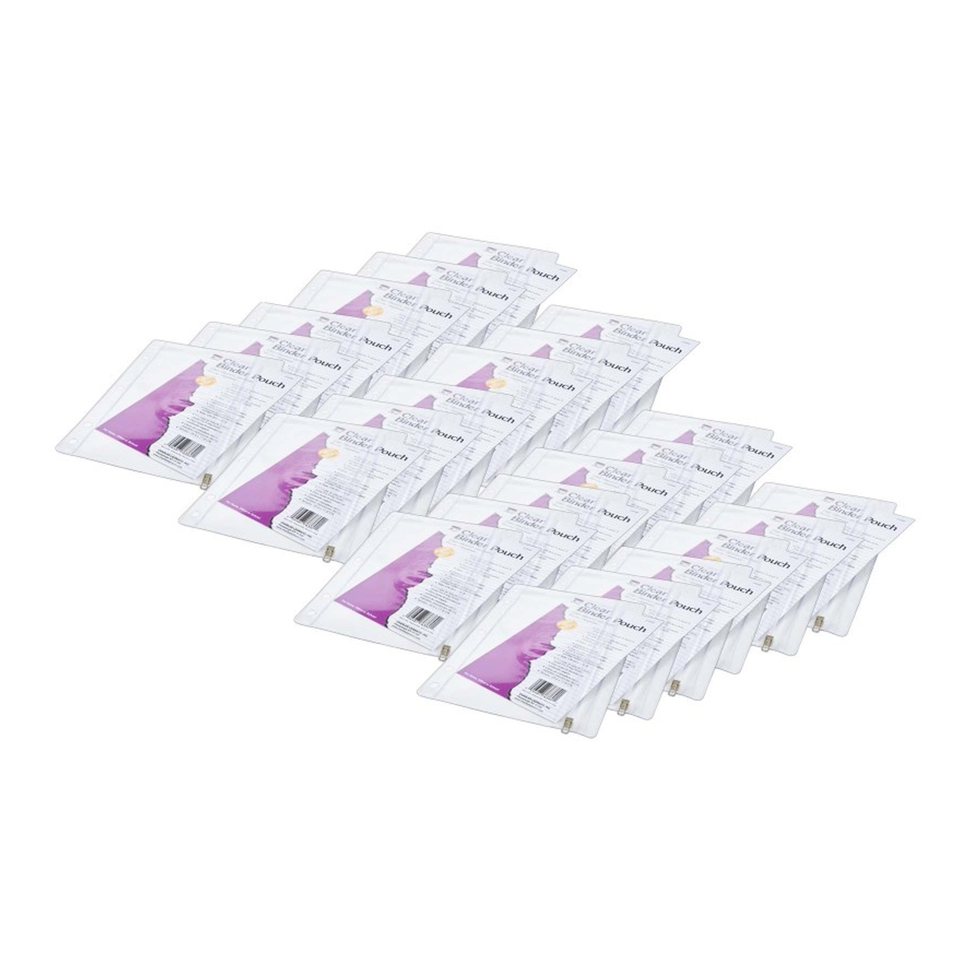Clear Vinyl Binder Pencil Pouches with Zip Closure, 24-Pack