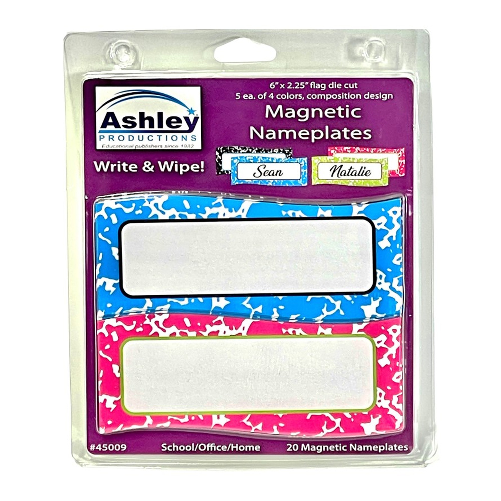 Flag-Cut Magnetic Name Plates, Multicolor, 20 Pack