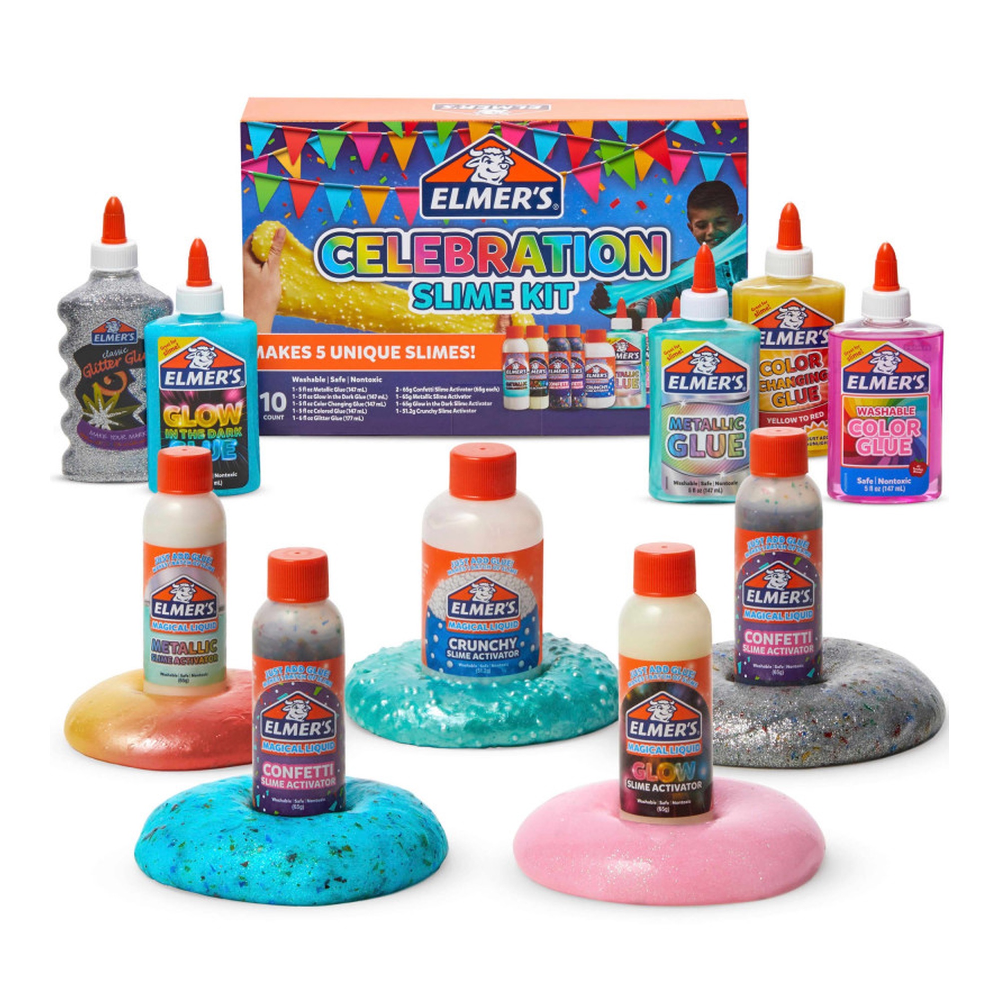 Assorted Glue and Slime Activator Kit, 10-Piece Set